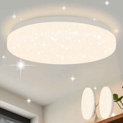 Nettlife LED Deckenleuchte Sternenhimmel Weiß Sternendekor 15W 21cm Deckenbeleuchtung, LED fest integriert, ‎Warmweiß, für Küche Schlafzimmer Flur Kinderzimmer, 15W, 20,5 x 20,5 x 5,3 cm