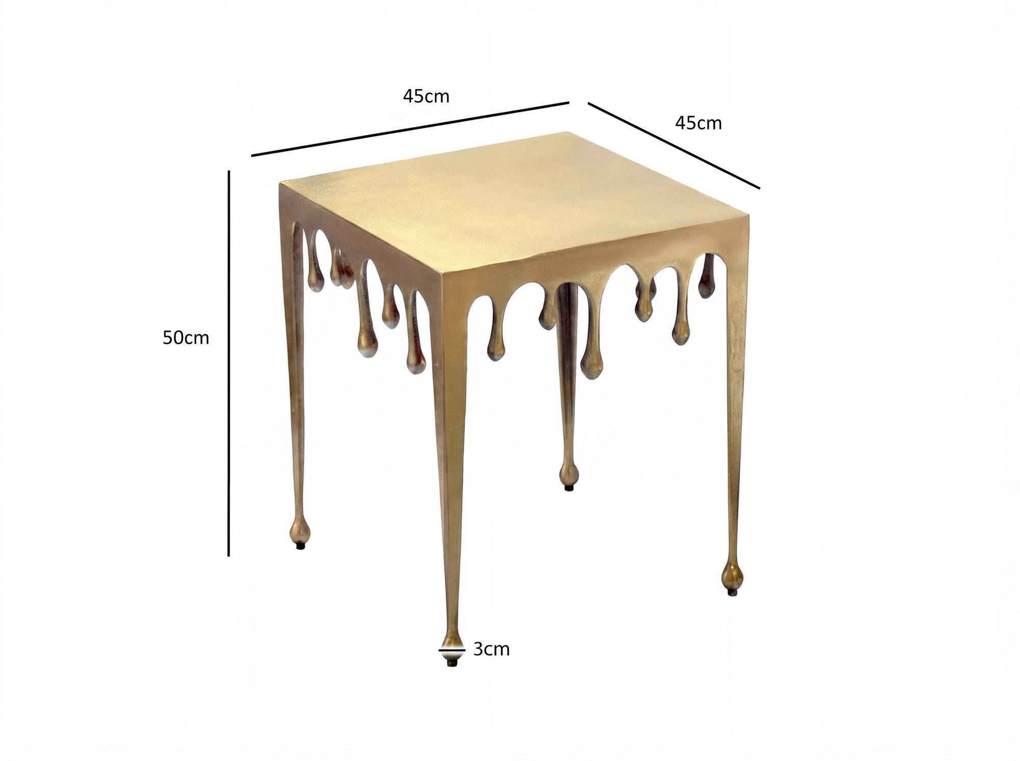 FINEBUY Beistelltisch FB77618 Anstelltisch Gold Tropfen Tisch Wohnzimmertisch Aluminium (Außergewöhnliche Struktur als Designhighlight), Moderner Wohnakzent mit skulpturaler Form