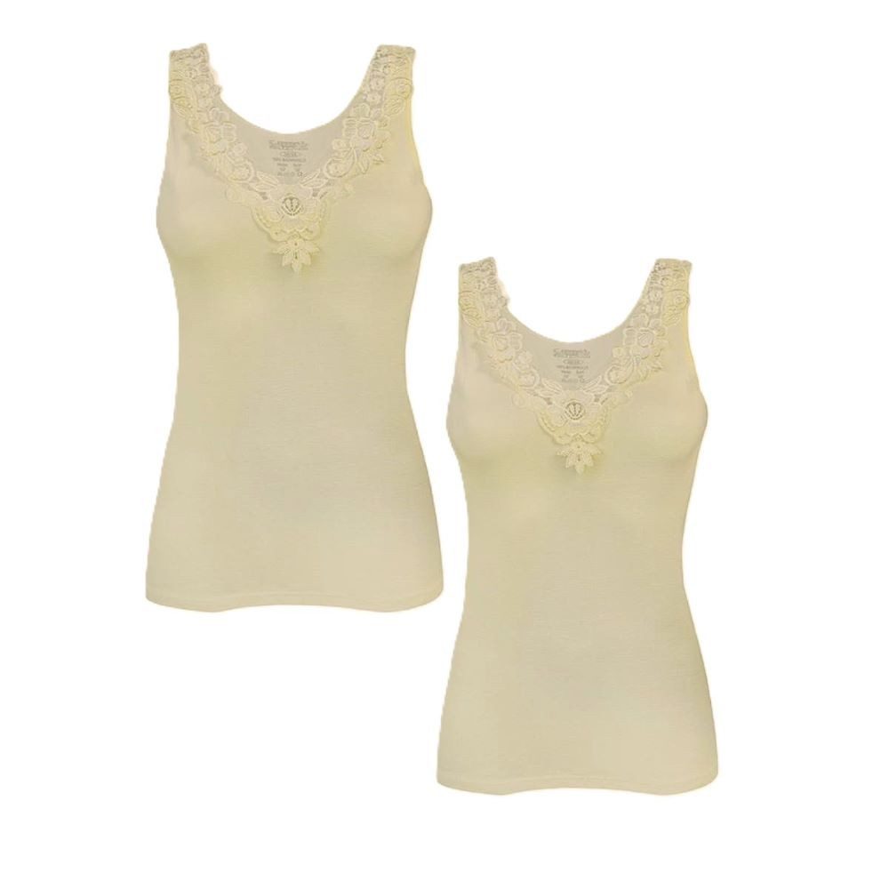 Toker Collection® Unterhemd Damen Unterhemd mit extra breiter Spitze 2 Stüc günstig online kaufen