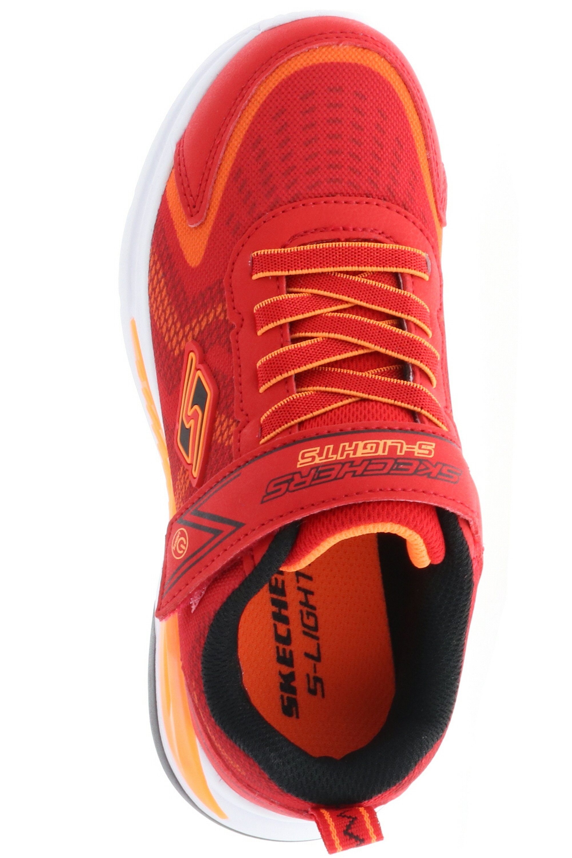 Klettriemen Red/Orange 401660L/RDOR ausgeschalten an- Skechers / Lichter Lights-Tri-Namics S Sneaker können und Orange am werden Schwarz / Rot