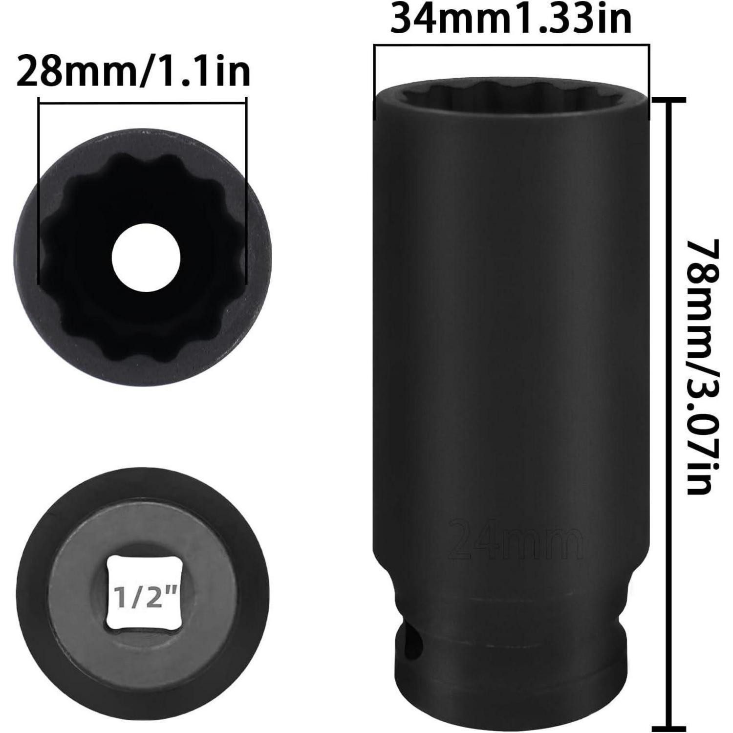 LuxusKollektion Bit- und Steckschlüsselset Nuss Vielzahn 12 Kant 12 5 mm CrMo Achsmuttern 24mm