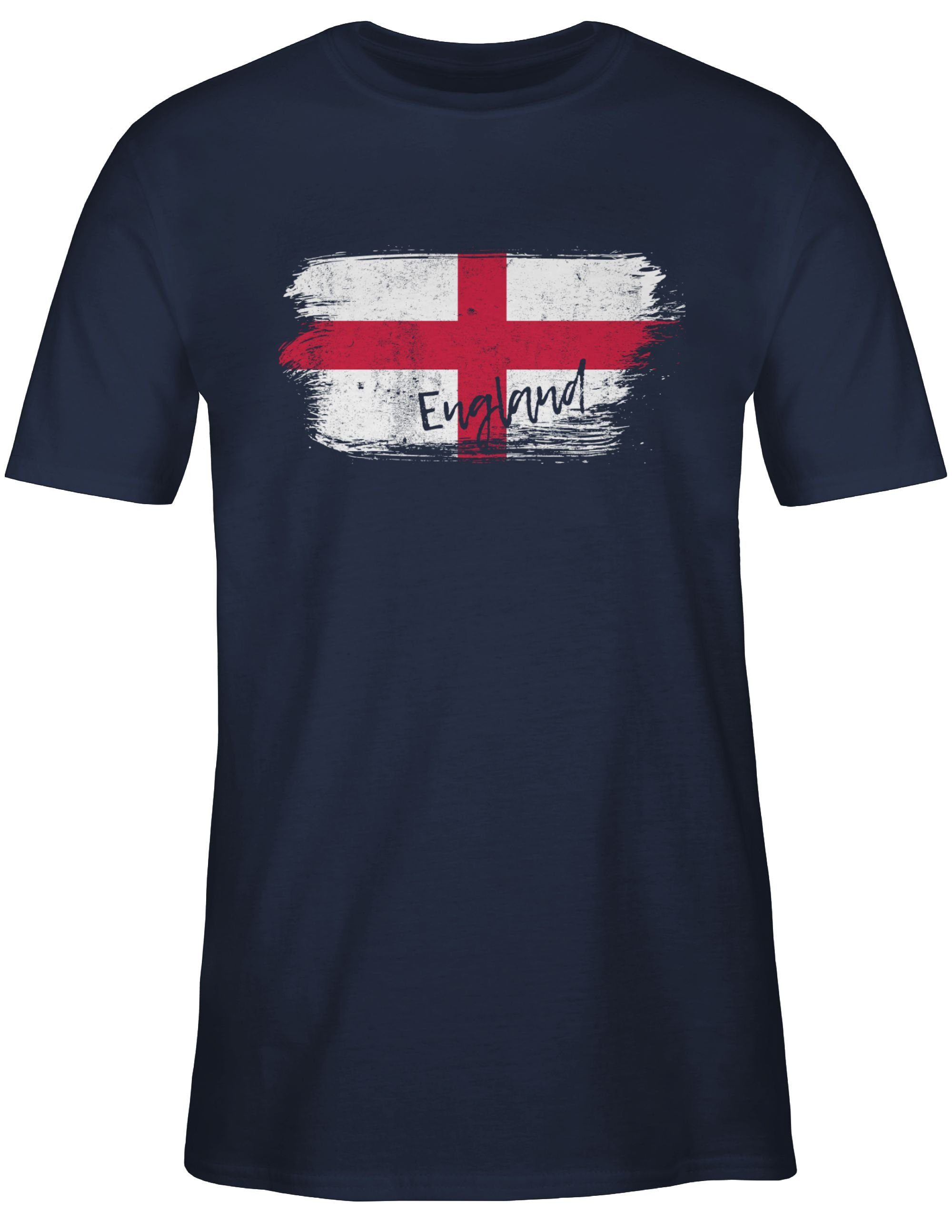 Shirtracer T-Shirt England Vintage Blau 2 Navy EM 2024 Fussball