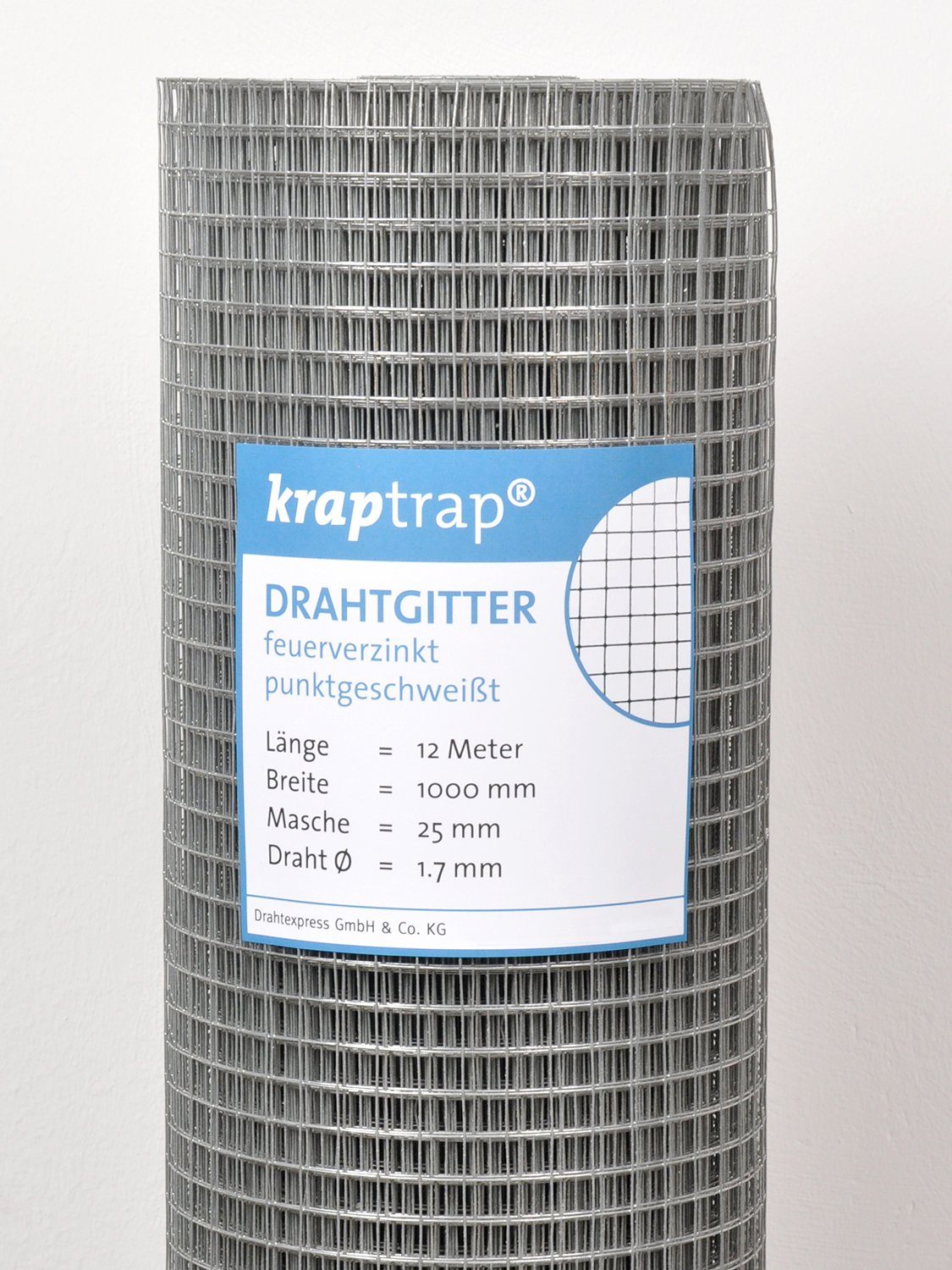 Kraptrap® Voliere Volierendraht Drahtgitter I Käfigdraht Schweißgitter I 25x25mm I 1,75mm stark Drahtzaun Maschendraht