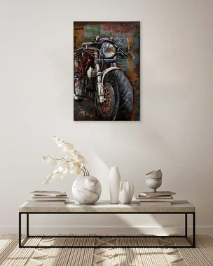 KUNSTLOFT Metallbild Motorcycle Power 60x90 cm, handgefertiges Wandrelief 3D