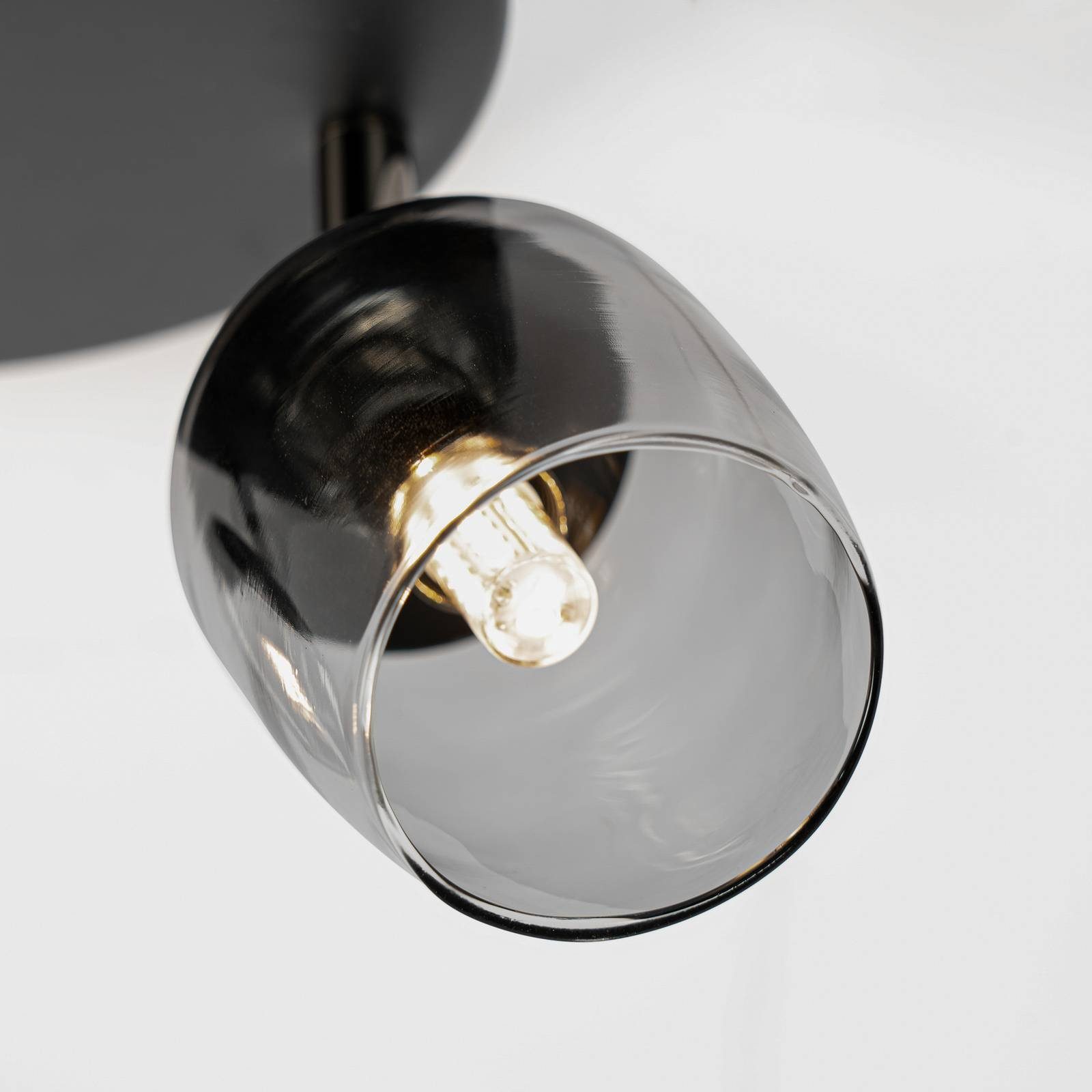 LED Lindby inkl. Vintage, 3 Einbaustrahler flammig, LED-Lampen, Glas, Eisen, dunkelgrau, warmweiß, Katjana, rauchgrau,