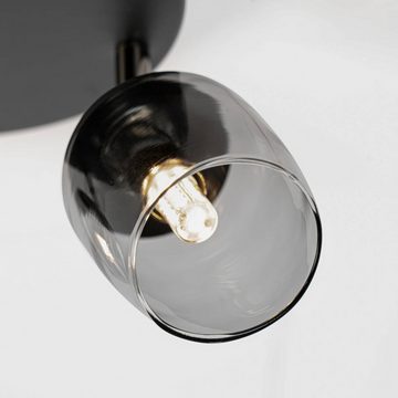 Lindby LED Einbaustrahler Katjana, LED-Lampen, warmweiß, Vintage, Glas, Eisen, rauchgrau, dunkelgrau, 3 flammig, inkl.