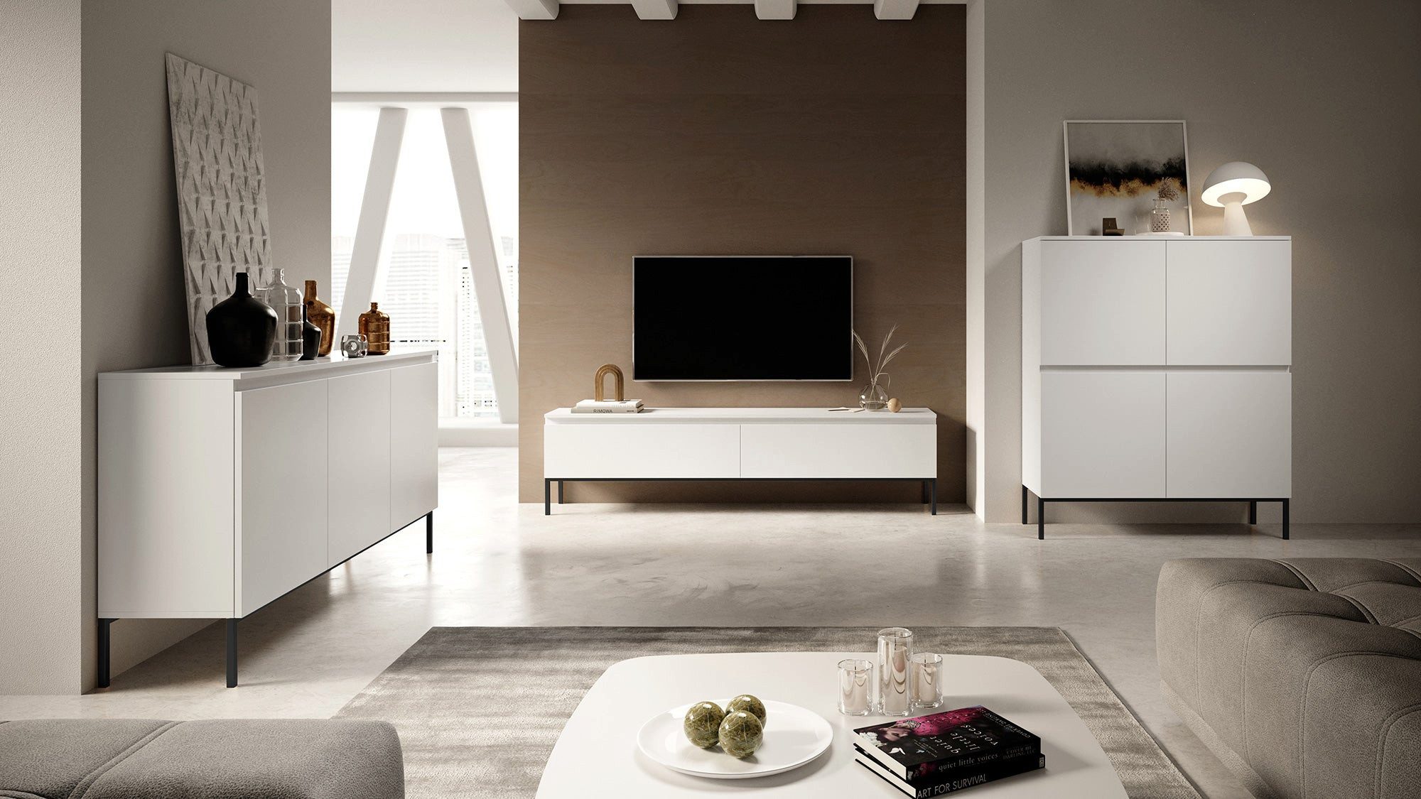 Selsey TV-Schrank BEMMI 2-türig mit Metallgestell, grifflos