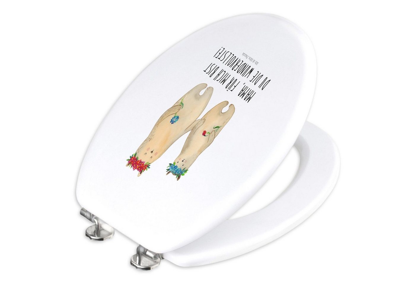 Thumbnail - Mr. & Mrs. Panda WC-Sitz Bären mit Blumenkranz - Weiß - Geschenk, Klobrille, Toilettendeckel, (Packung, 1-St., Motiv WC ...