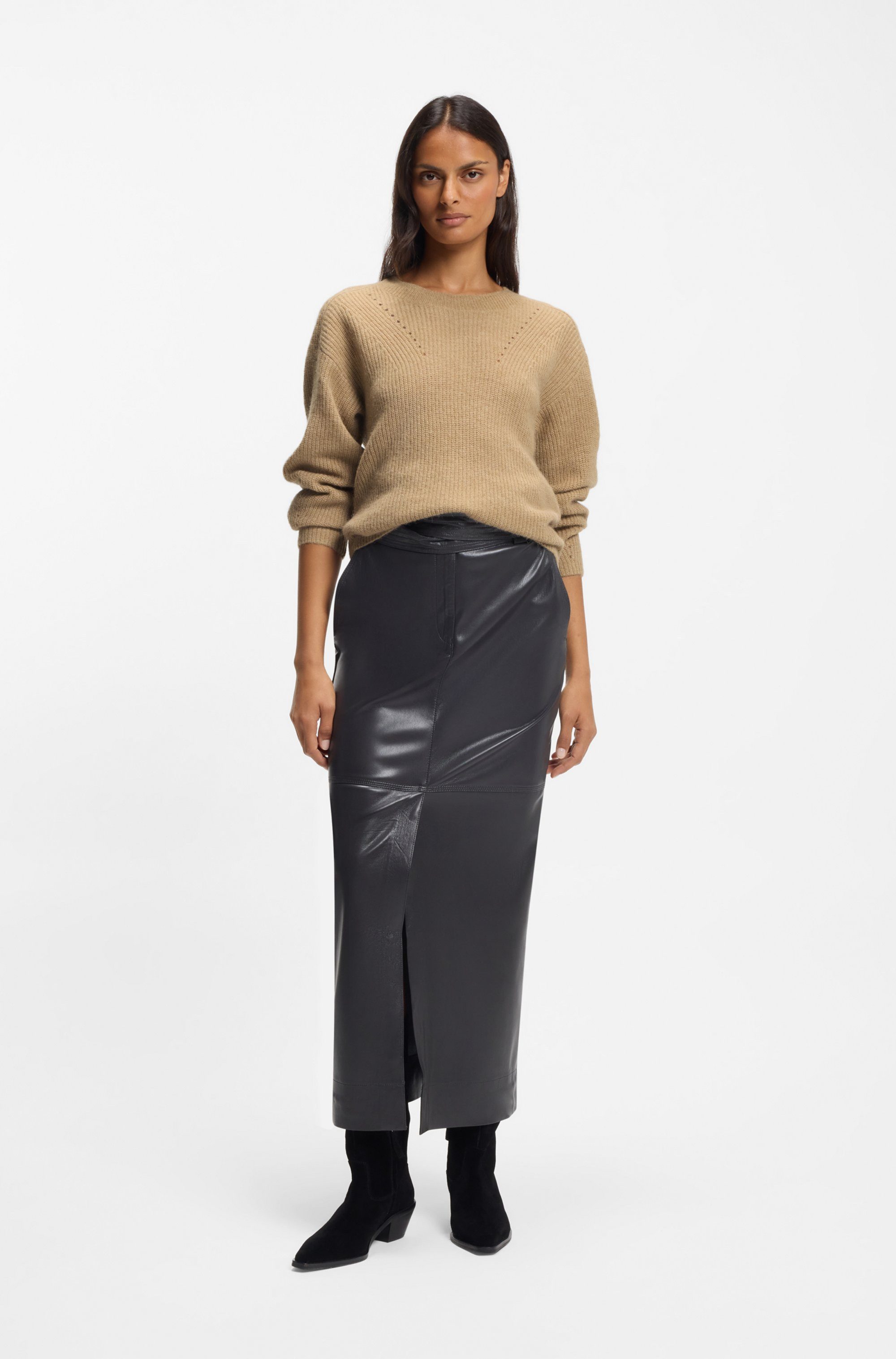 BOSS ORANGE Strickpullover Fenne Premium Damenmode mit Ajourlochmuster