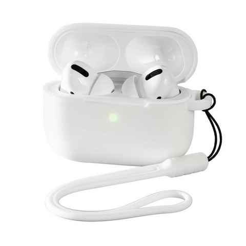 Hama Kopfhörer-Schutzhülle reißfeste Silikon Hülle für Apple AirPods Pro Ladecase mit Anhänger