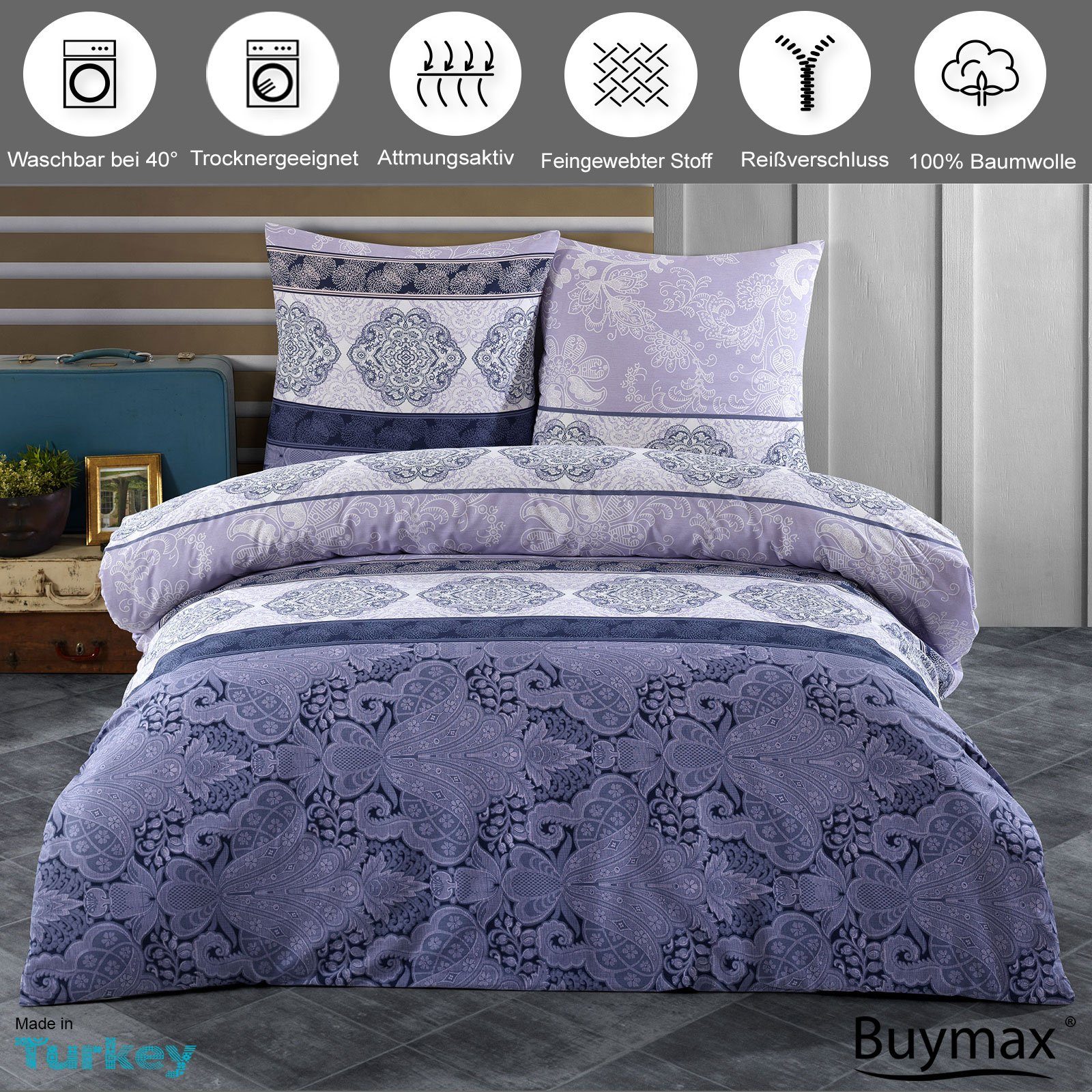 Buymax Bettwäsche Elada, Renforcé: 100% Baumwolle, 2 teilig, 135x200 cm, el günstig online kaufen