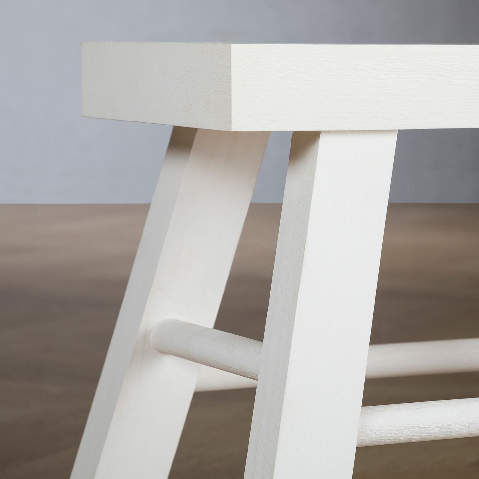 CARO-Möbel Sitzhocker ROSAL, Holzhocker aus Paulownia Holz, Tritthocker Pflanzenhocker weiß