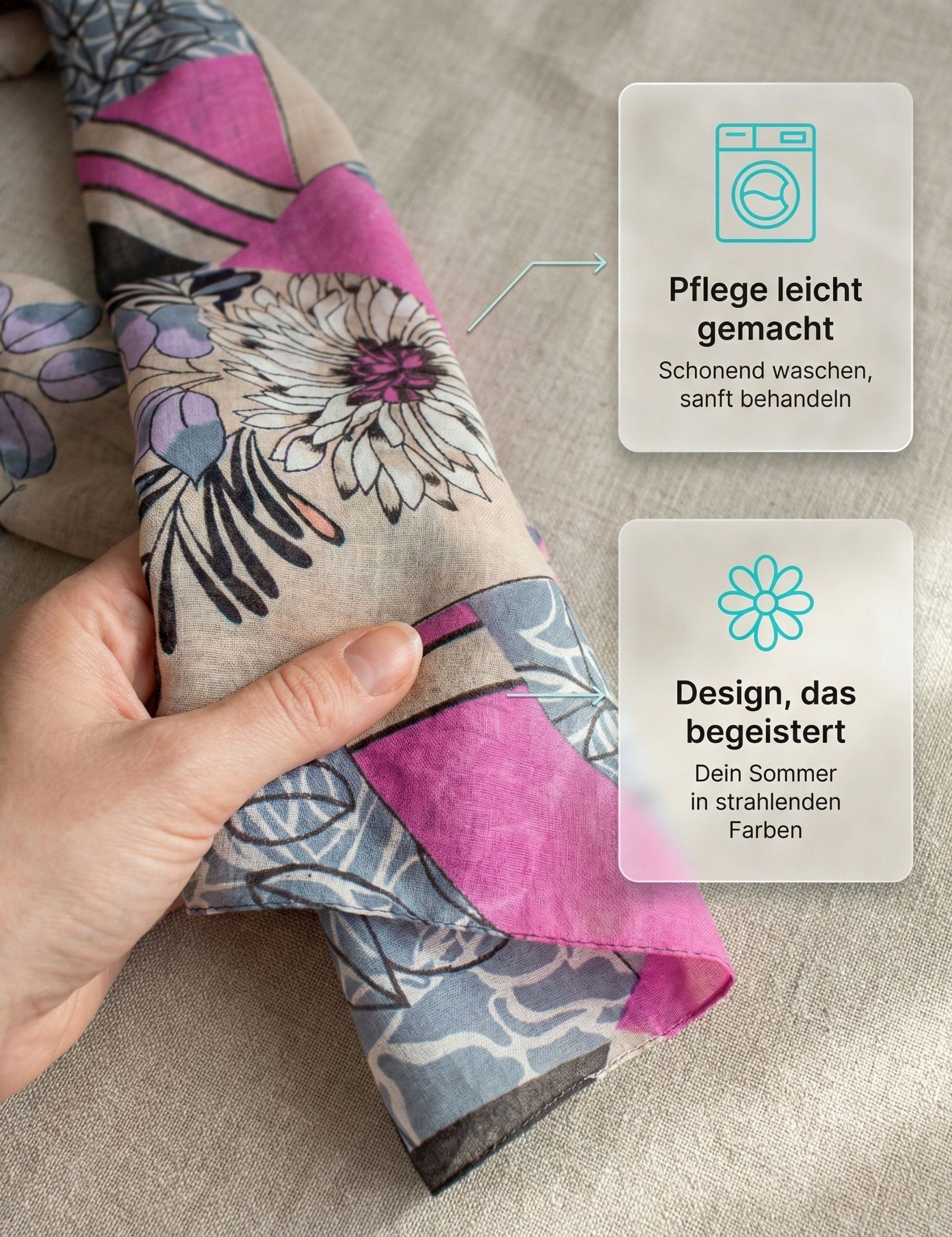 Sunsa Halstuch Damen Loop Schal. 100% Baumwolle Schlauchschal. Loopschal mit Blumen, bedruckt mit Blumenmotiv