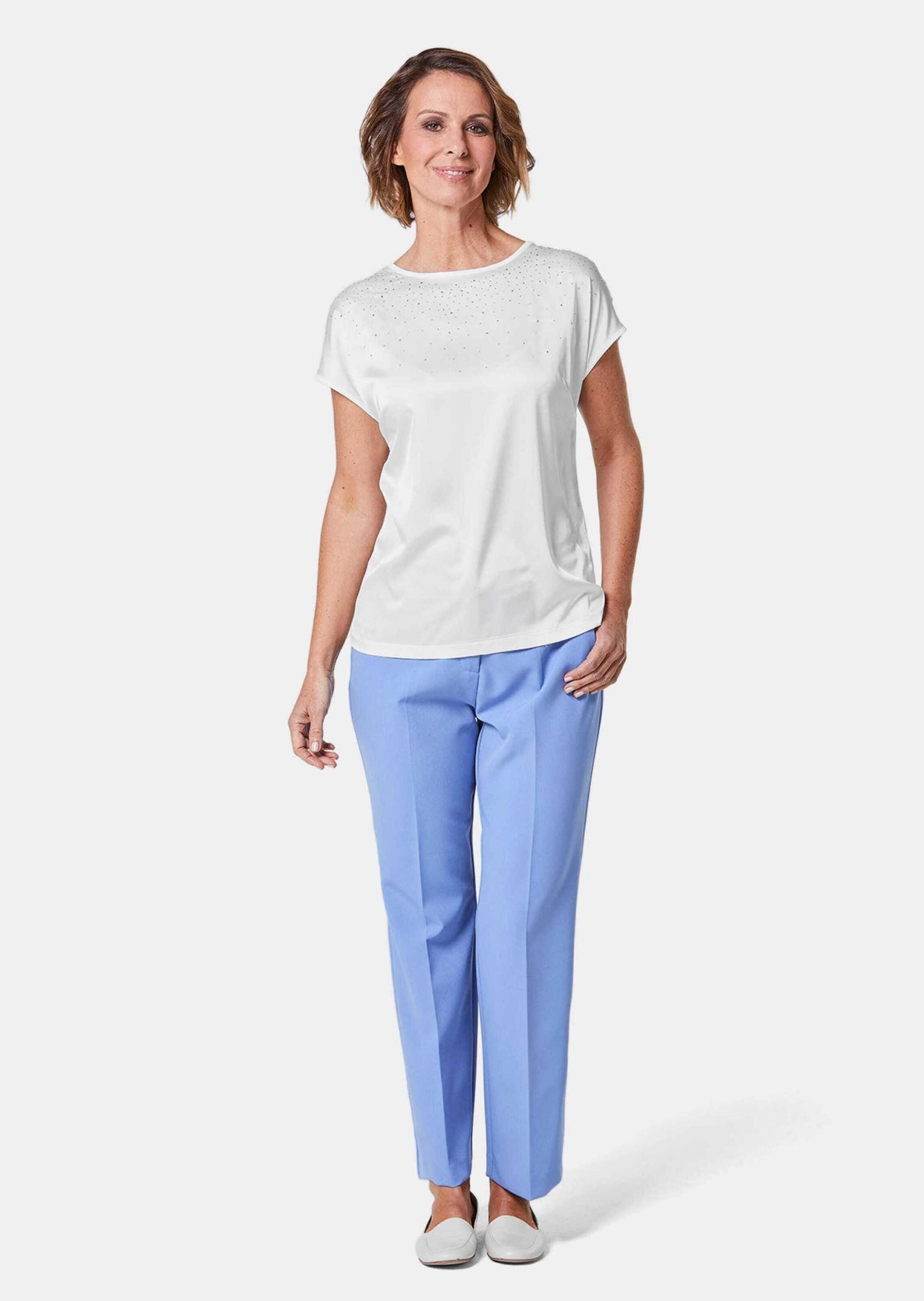 GOLDNER Kurzarmbluse Blusenshirt mit schimmernden Glitzersteinen günstig online kaufen