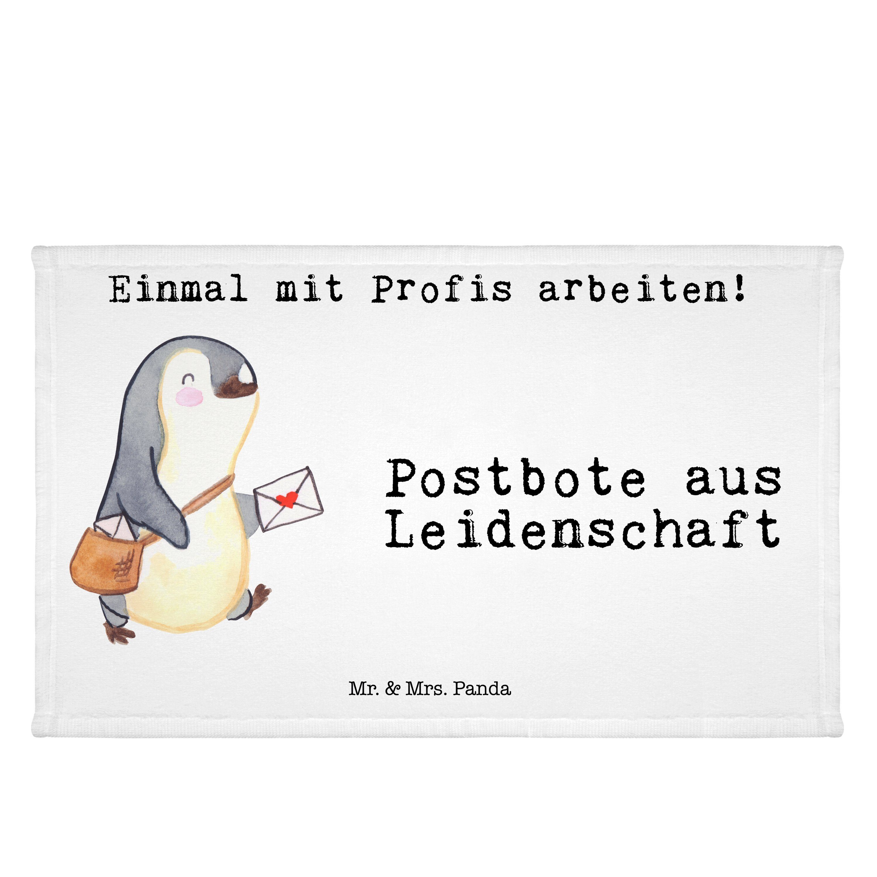 Mr. & Mrs. Panda Handtuch Postbote aus Leidenschaft - Weiß - Geschenk, Nachricht, Postler, Frot, (1-St)