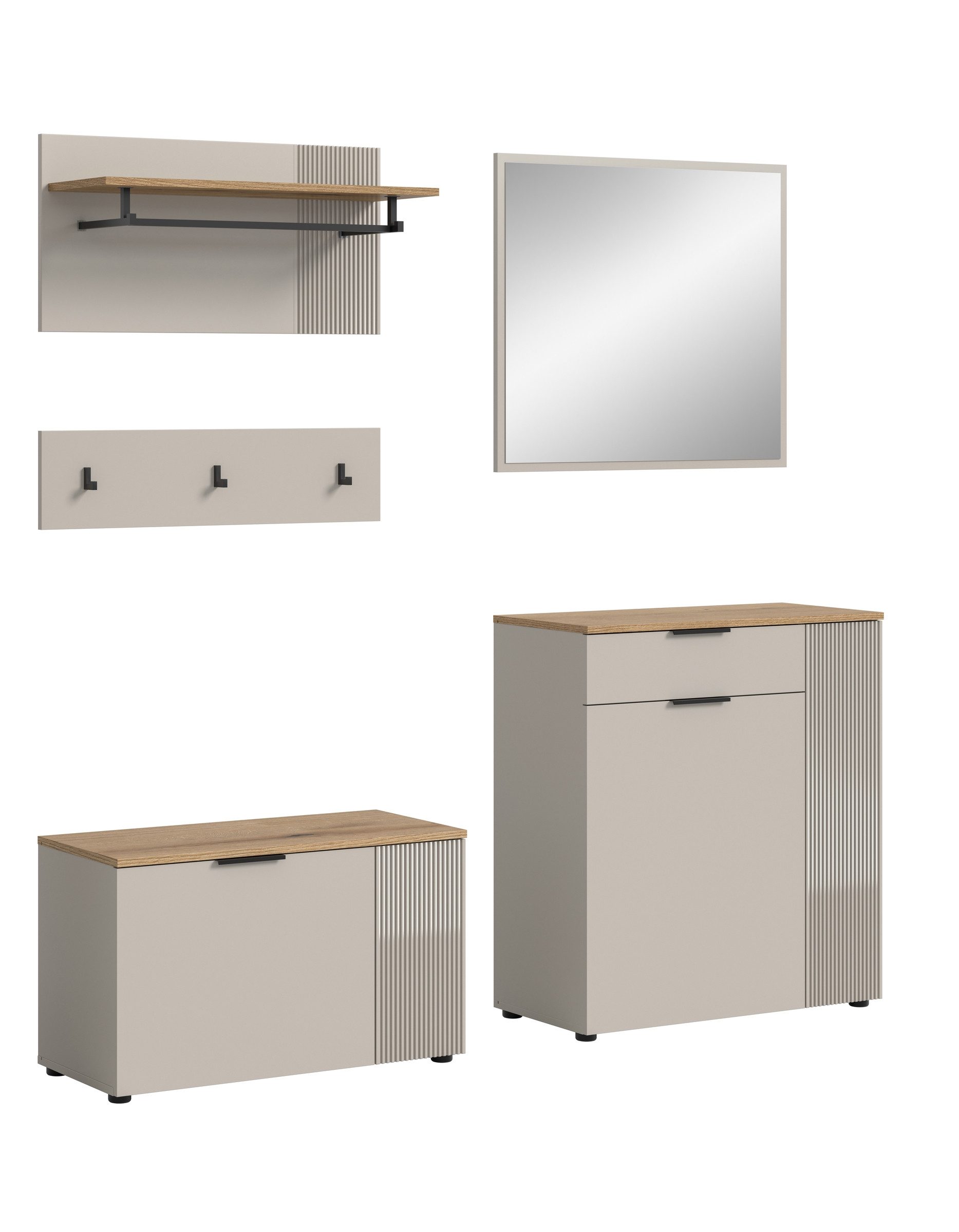freiraum Garderoben-Set Slide, in Evoke Oak - 175x190x36cm (BxHxT)