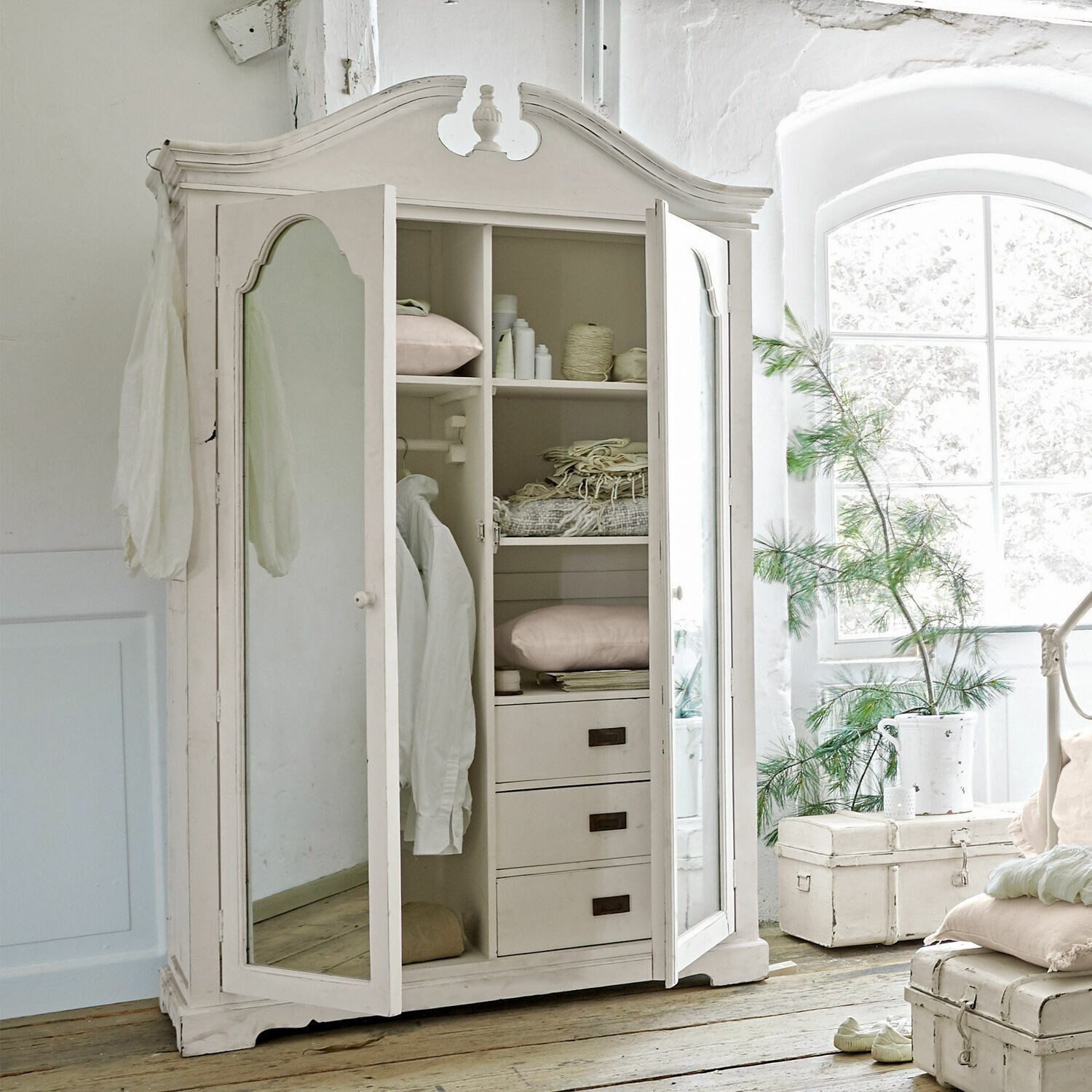 Mirabeau Spiegelschrank Schrank Somerset antikweiß günstig online kaufen