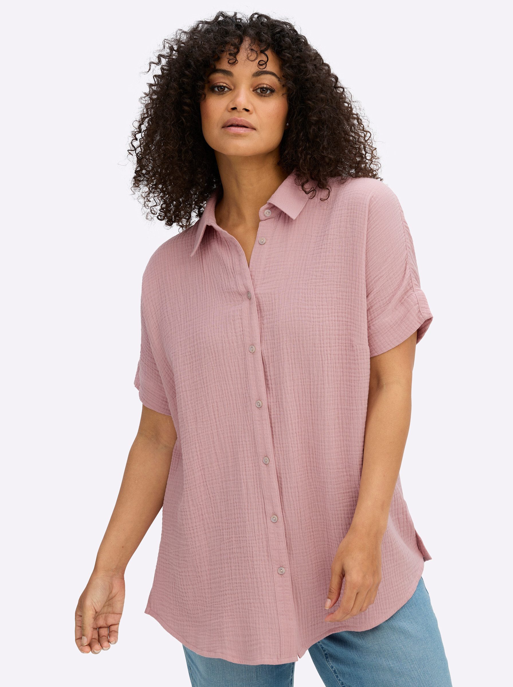 Sheego Klassische Bluse Hemdbluse Kurzarm