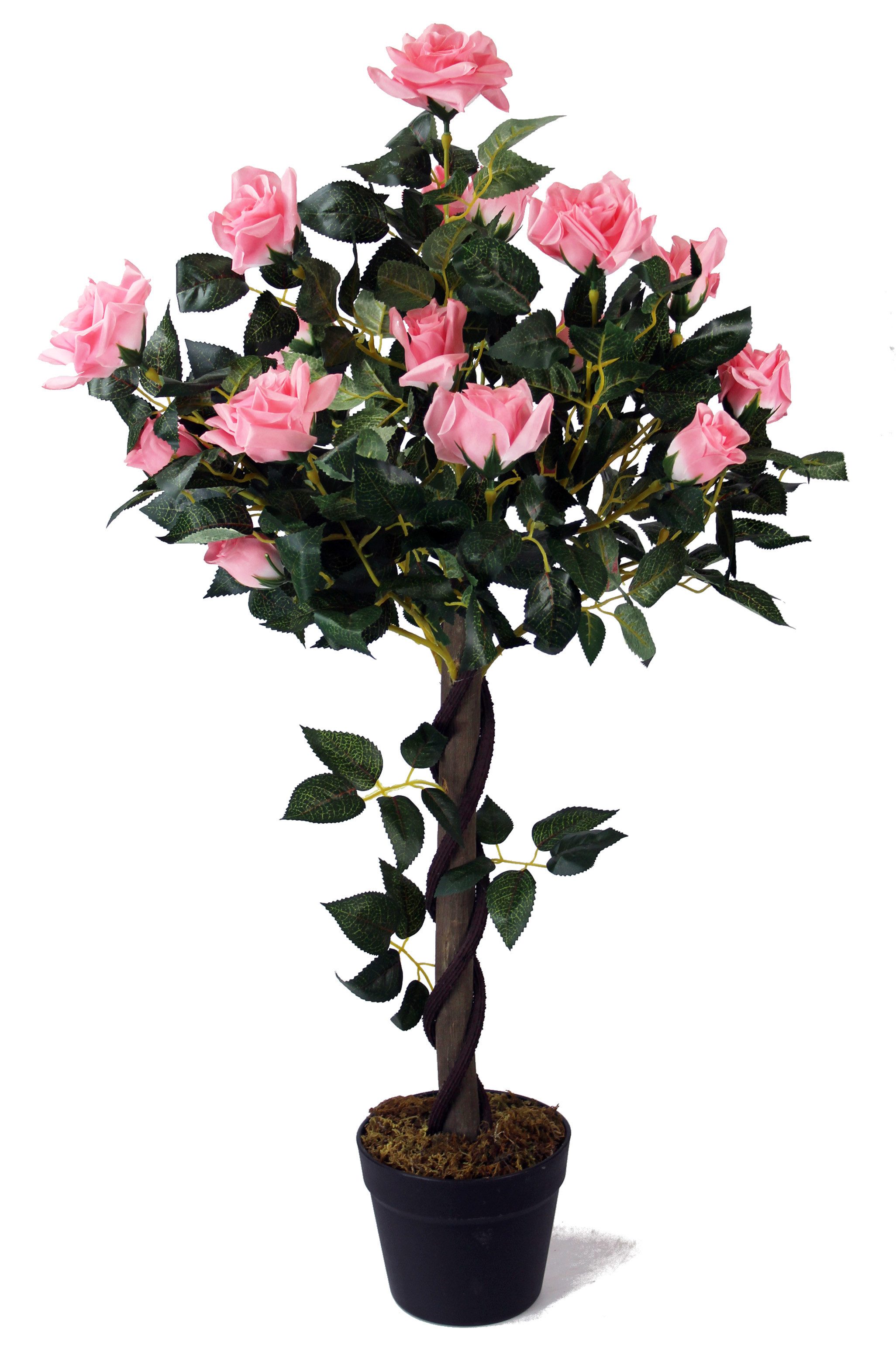 Kunstpflanze künstlicher Rosenstock Kunstrose Rose künstlich im Topf Rosa