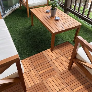 Randaco Holzfliesen Terrassenfliesen Balkonfliesen Gartenfliesen aus Akazien 1-5m², Klicksystem