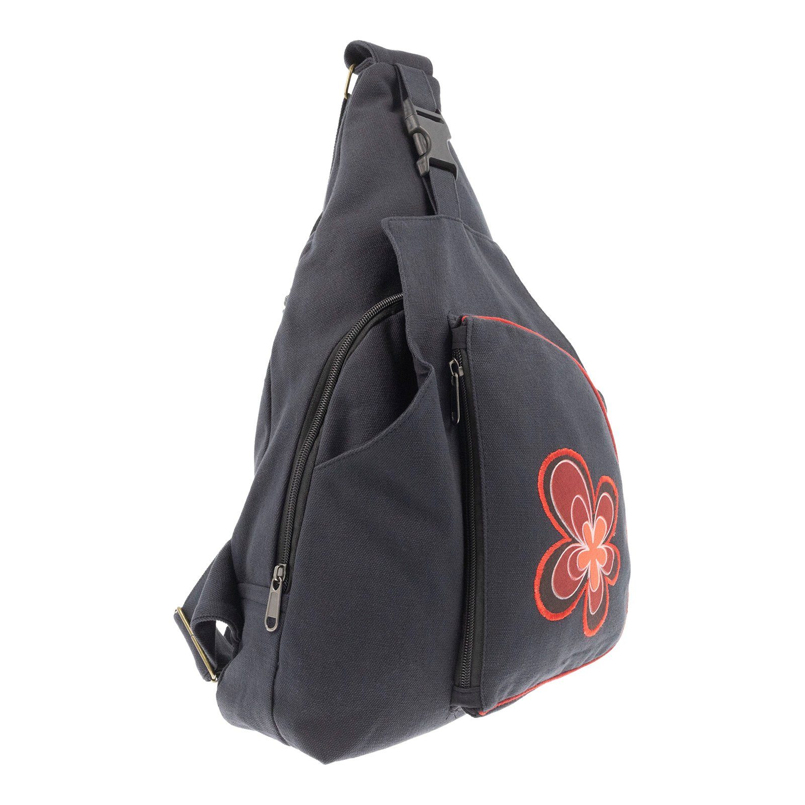 KUNST UND MAGIE Schultertasche Sling Bag Hippie Bodybag Schultertasche Flower Crossbody Rucksack L