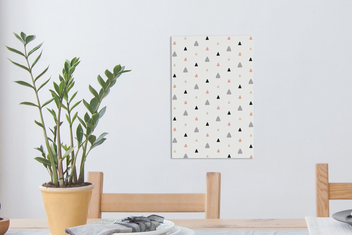 OneMillionCanvasses® Leinwandbild Dreieck - Muster St), inkl. bespannt Zackenaufhänger, fertig - (1 cm Leinwandbild 20x30 Gemälde, Farben