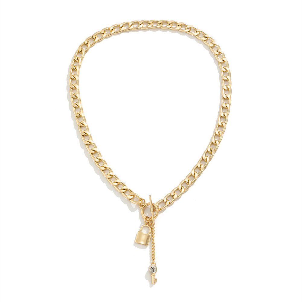 Anhänger-Halskette Damen-Halskette, Temperament Goldfarben mit Rouemi Choker modisches
