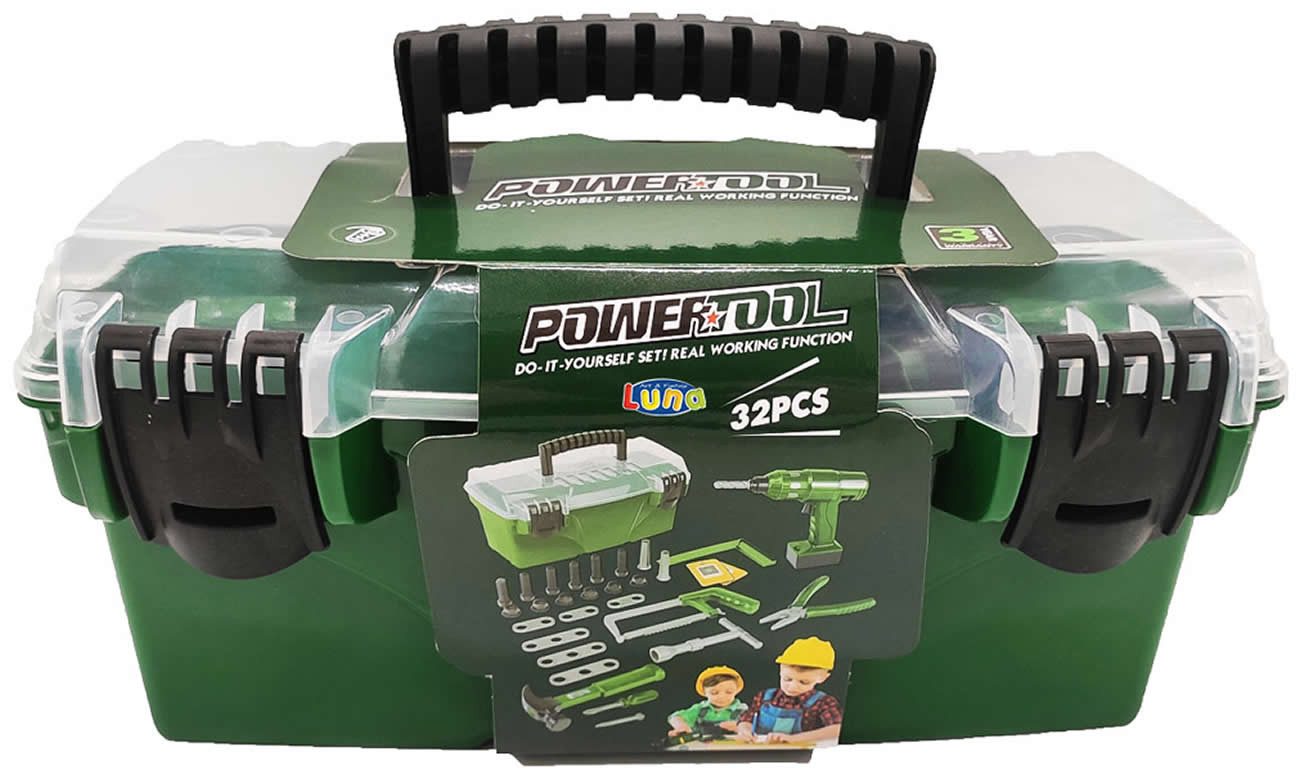 Diakakis Kinder-Werkzeug-Set Spiel-Set 32-tlg. Koffer Bohrschrauber Zubehör, (Set, 32-tlg)
