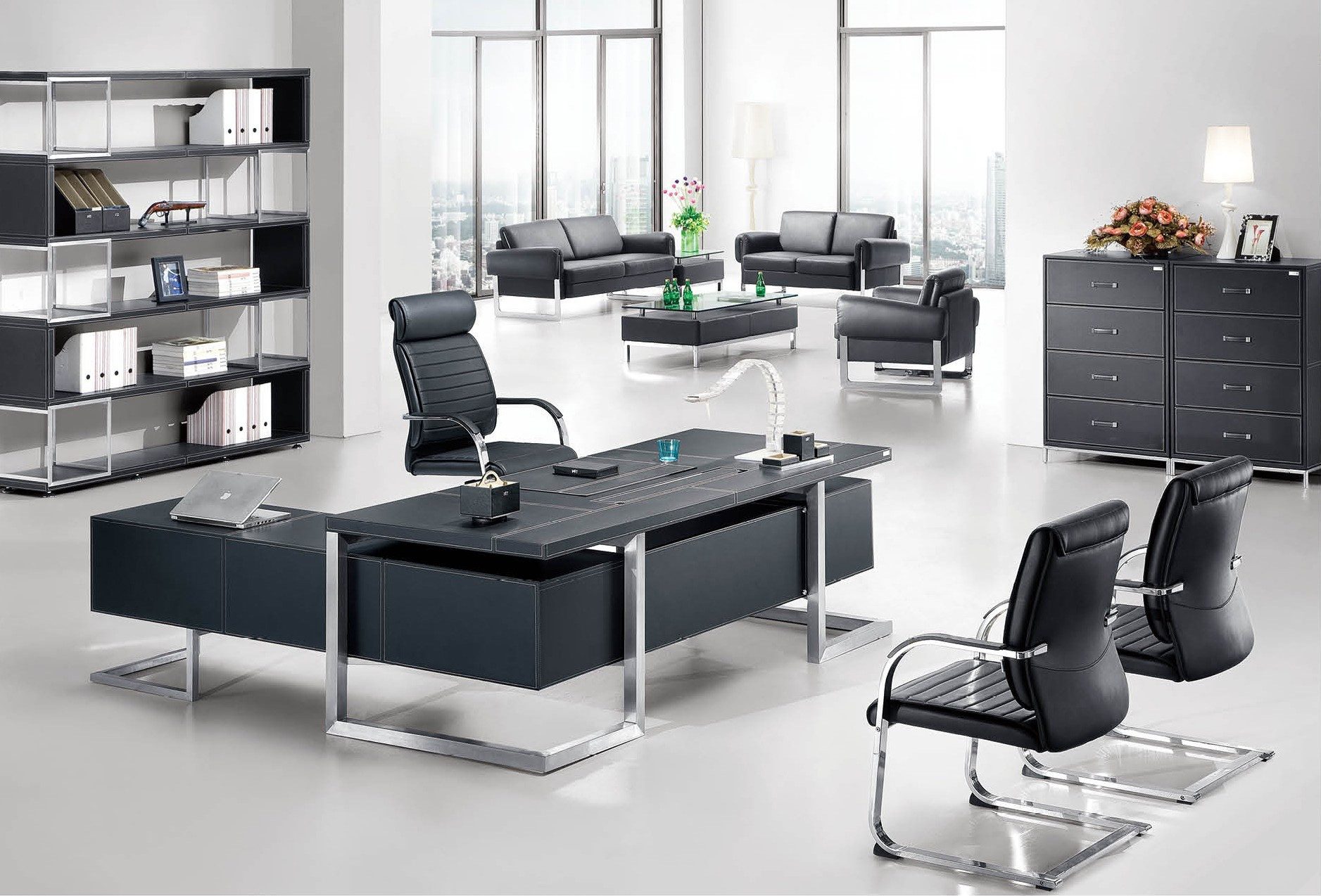 Xlmoebel Kommode Moderne Kommode aus MDF und Edelstahl in Schwarz, Made in Europa