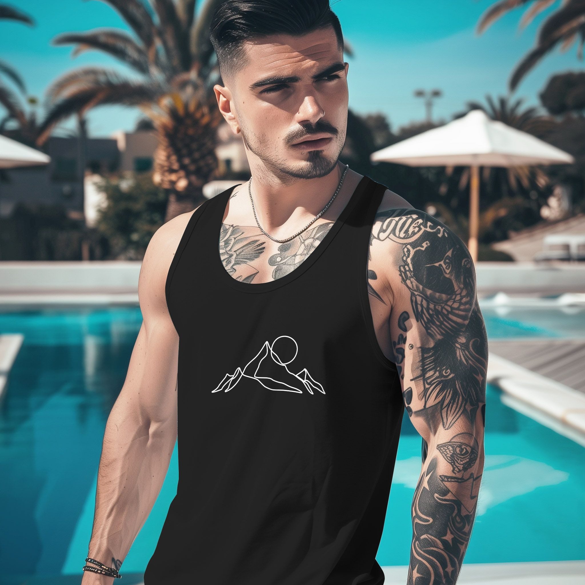 Neverless Tanktop Herren Tank-Top Berge Wandern Brustprint Aufdrucke Gebirge Outdoor mit Print – Bild 3 von 5