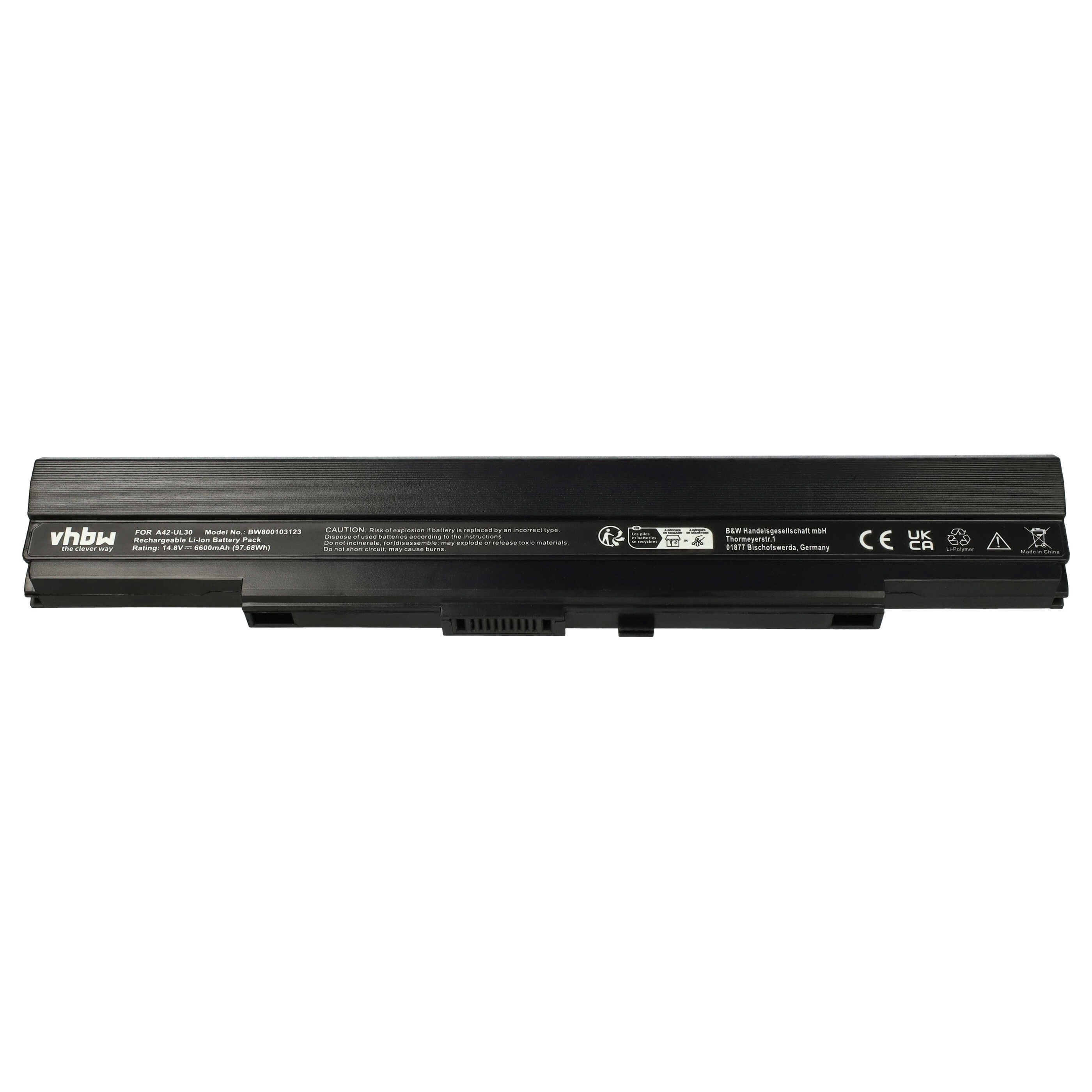 vhbw Akku Ersatz für Asus A42-UL50, A42-UL30, A42-UL80, A31-UL30 für Laptop-Akku Akku Li-Ion 6600 mAh (14,8 V, 1 St), Leistungsfähiger Austausch-Akku für Notebook, Wiederaufladbar, Jede