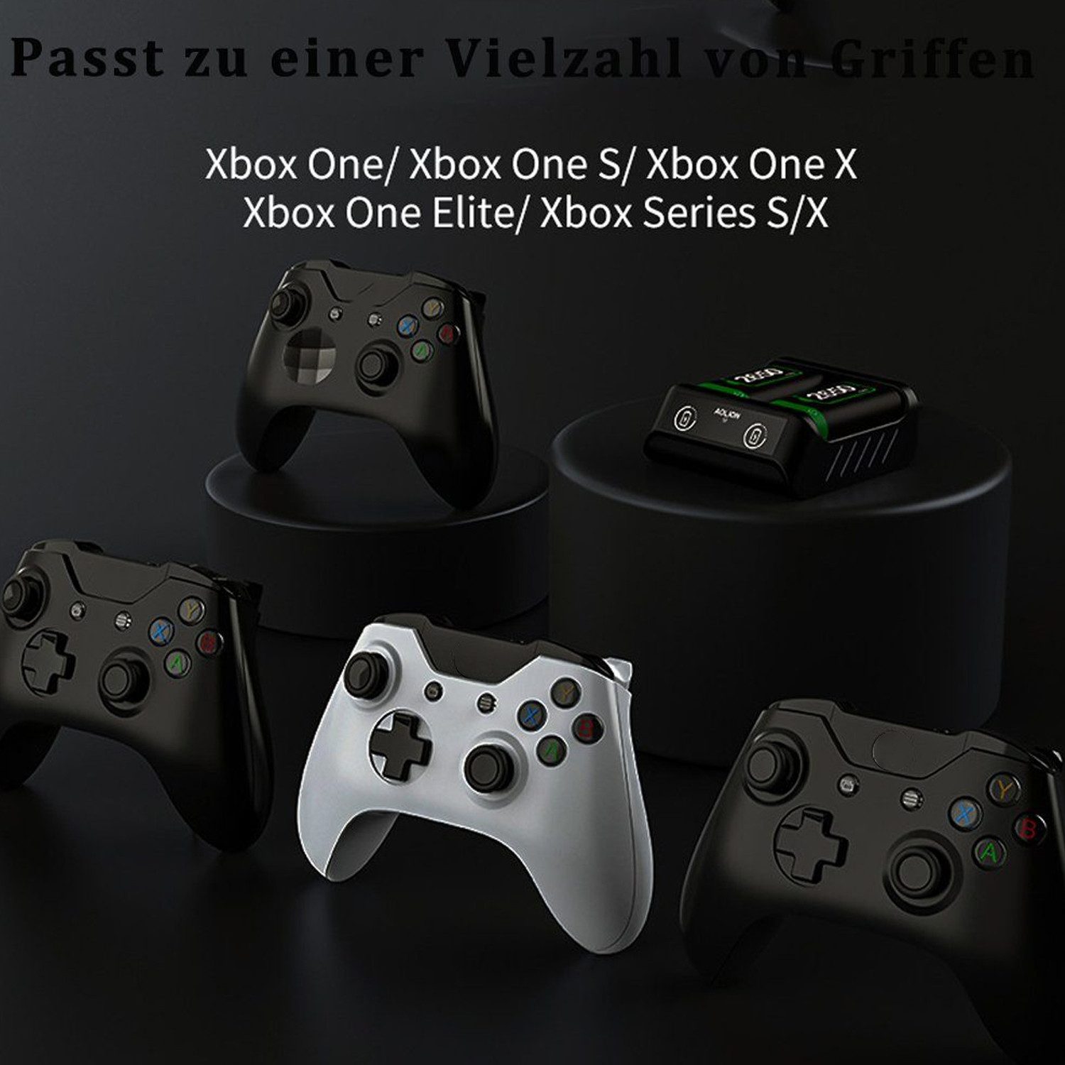 KINSI Akku für Xbox One/Series X&S Controller, 2650mAh, Doppelbatterie Zubehor für Xbox Contoller (Schnell ladende Akkus, mit Ladegerät)