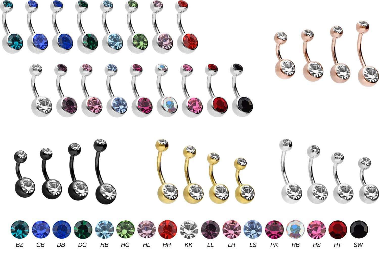 PIERCINGLINE Bauchnabelpiercing Titan Bananabell ZWEI KRISTALLE günstig online kaufen