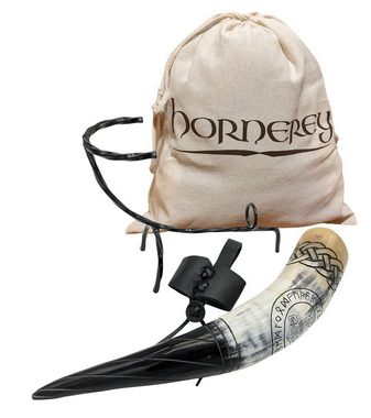 hornerey Bierkrug Thor's Horn, Graviertes Trinkhorn 0,5 l im Set