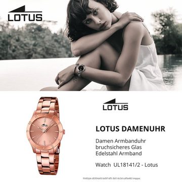 Lotus Quarzuhr Lotus Damen Uhr Fashion L18141/2, Damen Armbanduhr rund, Edelstahlarmband kupfer