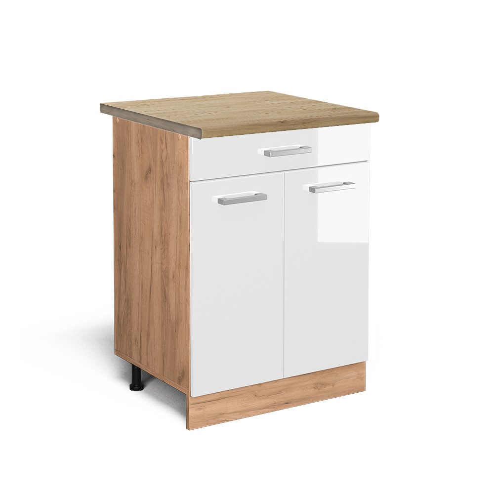 Vicco Unterschrank R-Line, Weiß Hochglanz/Goldkraft Eiche, günstig online kaufen