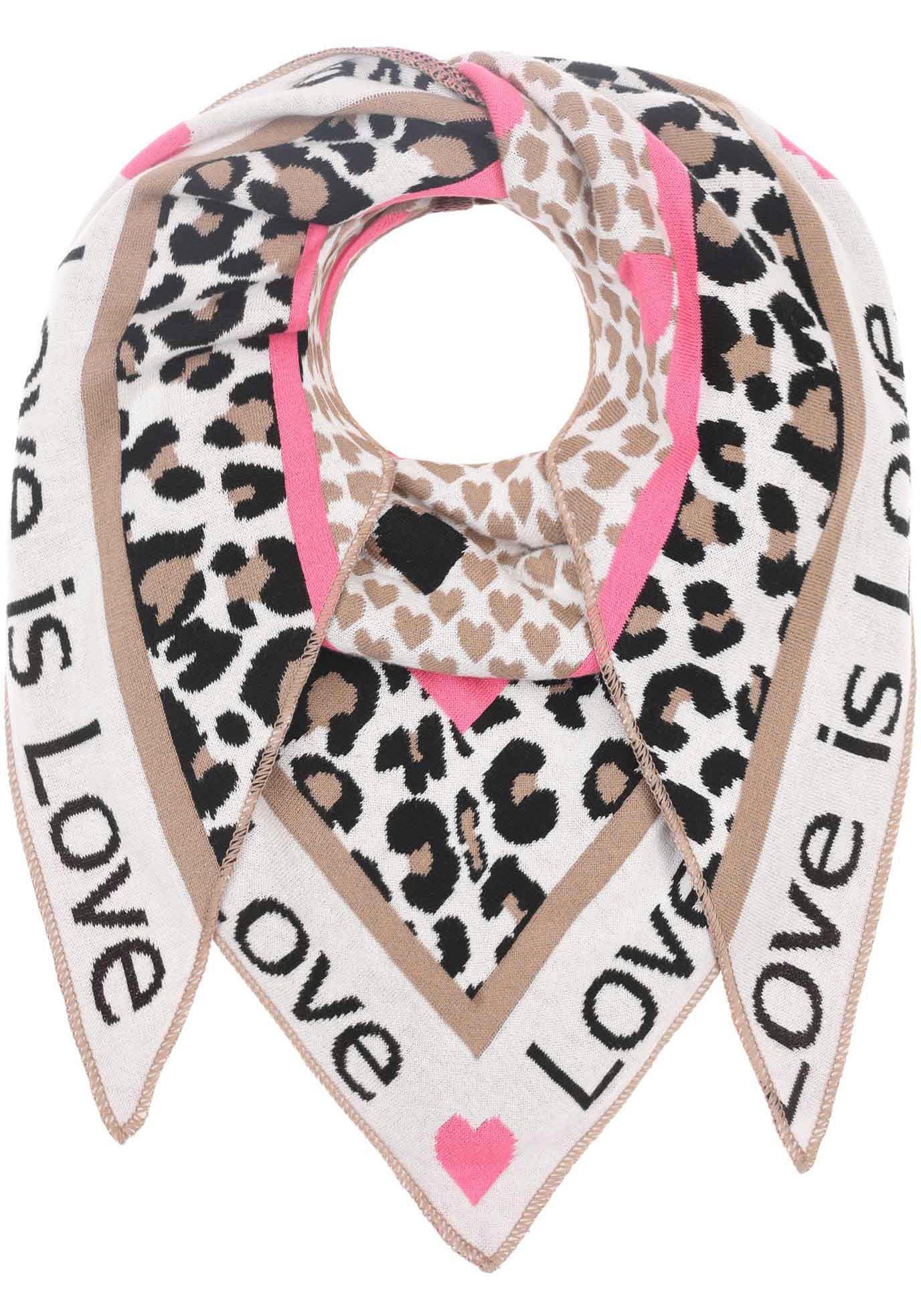Zwillingsherz Dreieckstuch Love is Love, Feinstrick, Schriftzug, Animal-Mus günstig online kaufen