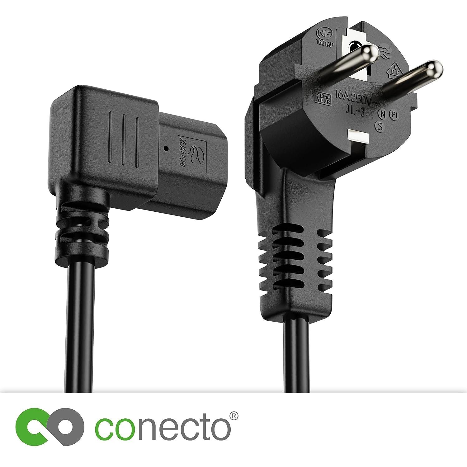 auf IEC-Buchse C13 90° Stromkabel, (100 conecto cm) conecto Schutzkontakt-Stecker Strom-Kabel,