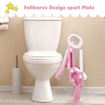 COSTWAY Baby-Toilettensitz Toilettentrainer, höhenverstellbar, mit Leiter&Griff