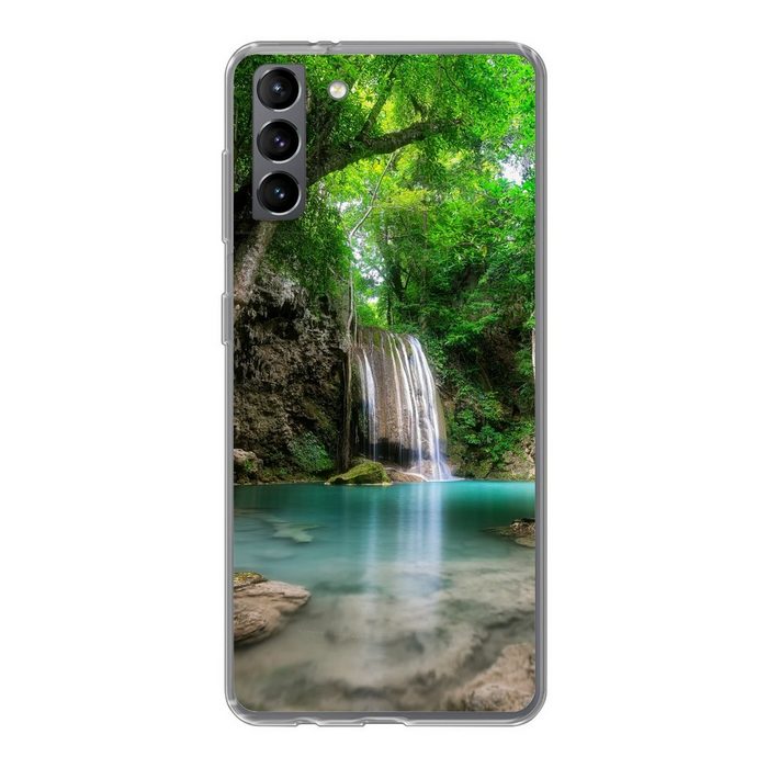 MuchoWow Handyhülle Erawan-Wasserfall in Kanchanaburi Thailand. Phone Case Handyhülle Samsung Galaxy S21 Plus Silikon Schutzhülle