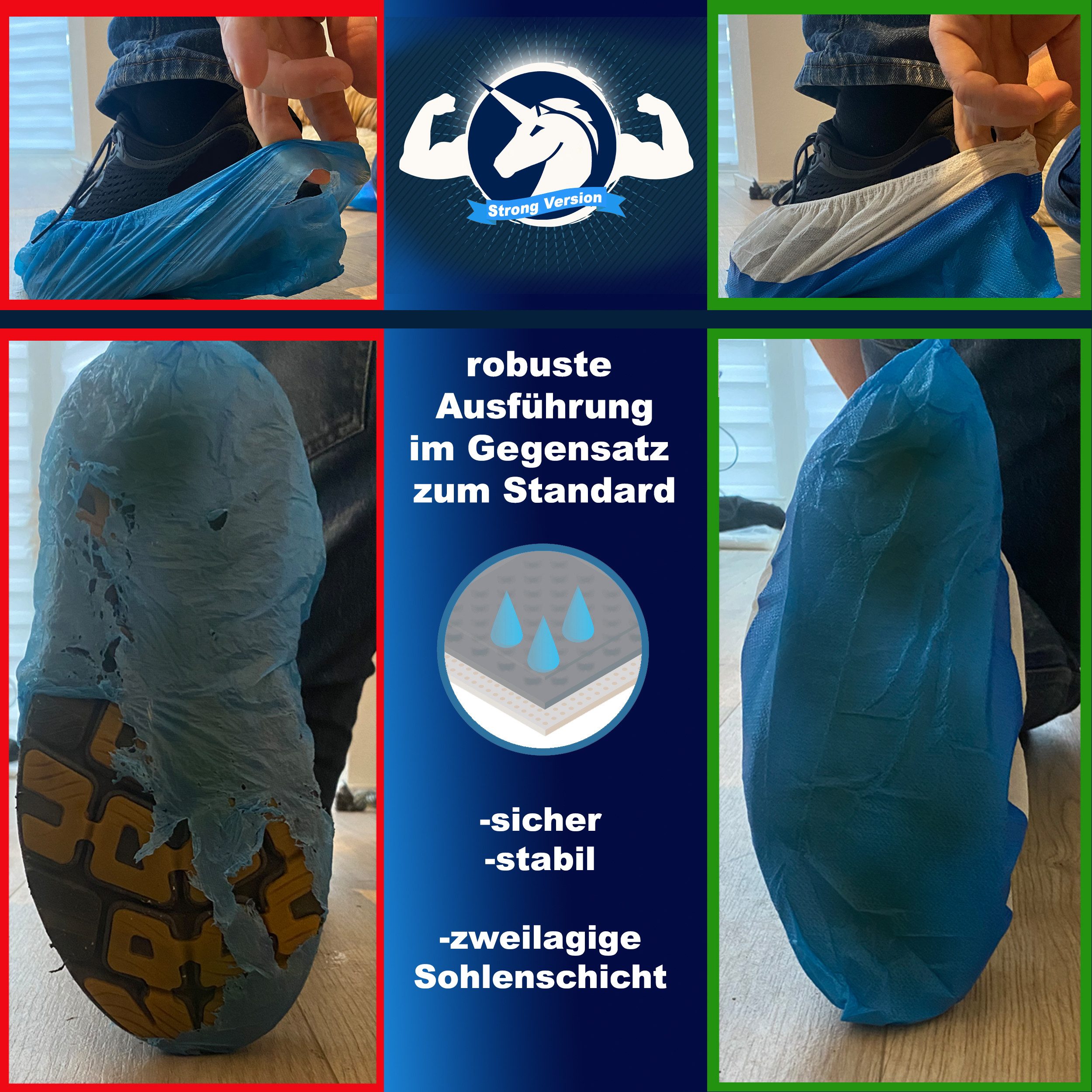 Horn Medical Schuhüberzieher Horn Medical Überschuhe 50 Stk aus extra starkem Vliesstoff Gr. 36-45 (Spar-Set, 50-St., anti-slipping Beschichtung) private / gewerbliche Nutzung, stabil, wasserabweisend