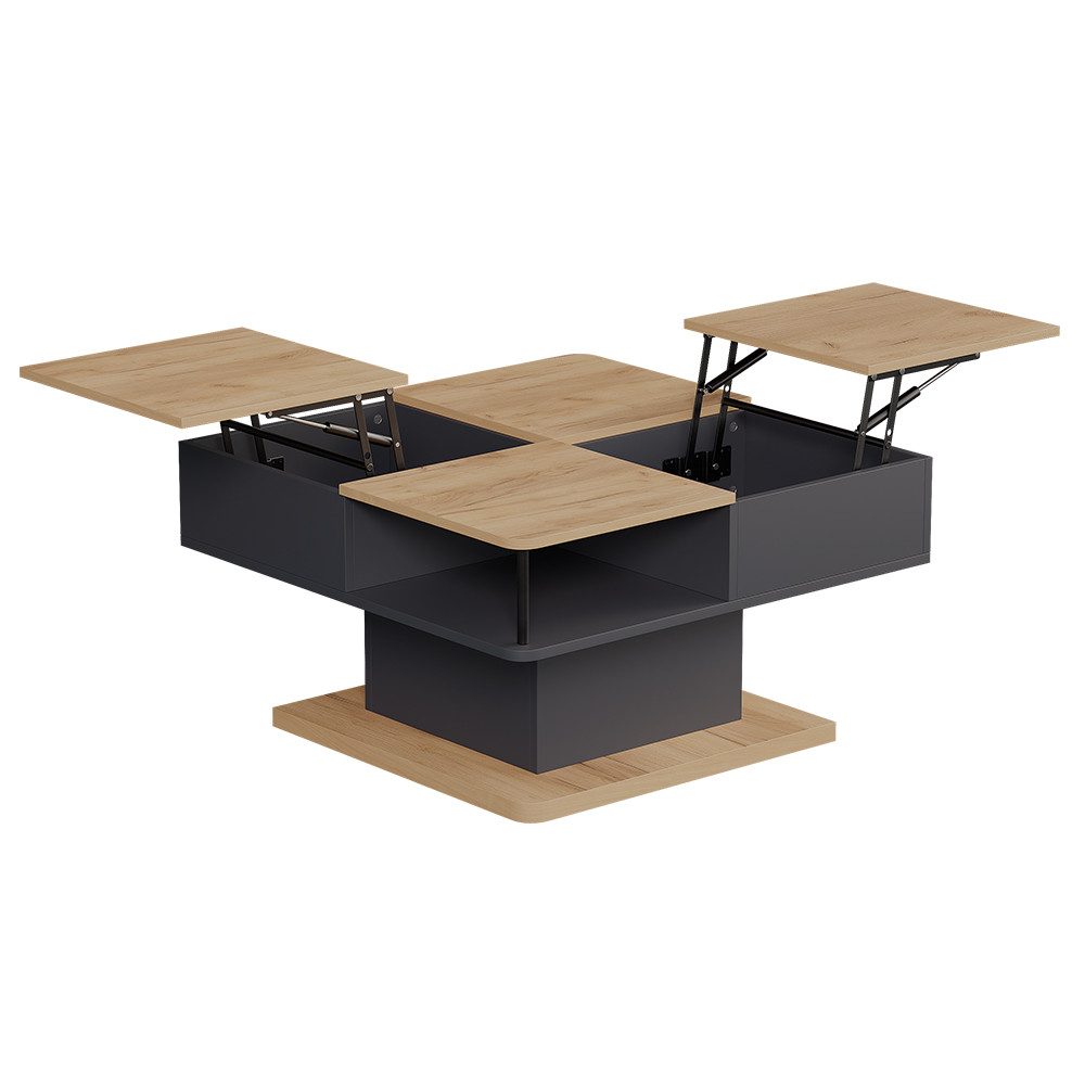 Vicco Couchtisch Movira, Anthrazit/Goldkraft Eiche, 80 x 45 cm mit Staufächern (1-St)