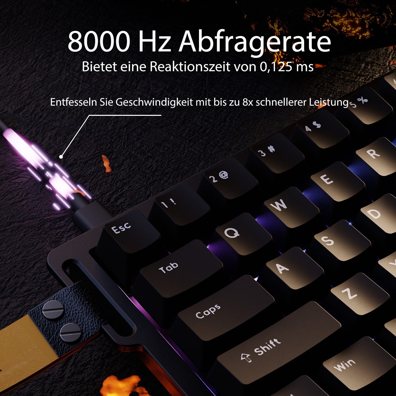 ATTACK SHARK X68 HE 8KHz Rapid Trigger Gaming-Tastatur, 0,01mm,RGB Gaming-Tastatur (Kabelgebunden Hall-Effekt Magnetische Tastatur) – Bild 4 von 5