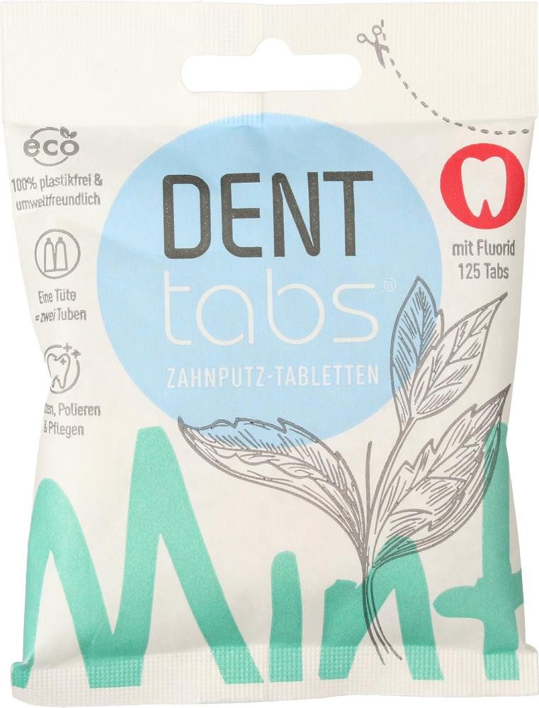 Denttabs Zahnpasta Zahnputztabletten - Mint mit Fluorid 125Stk 3er Pack
