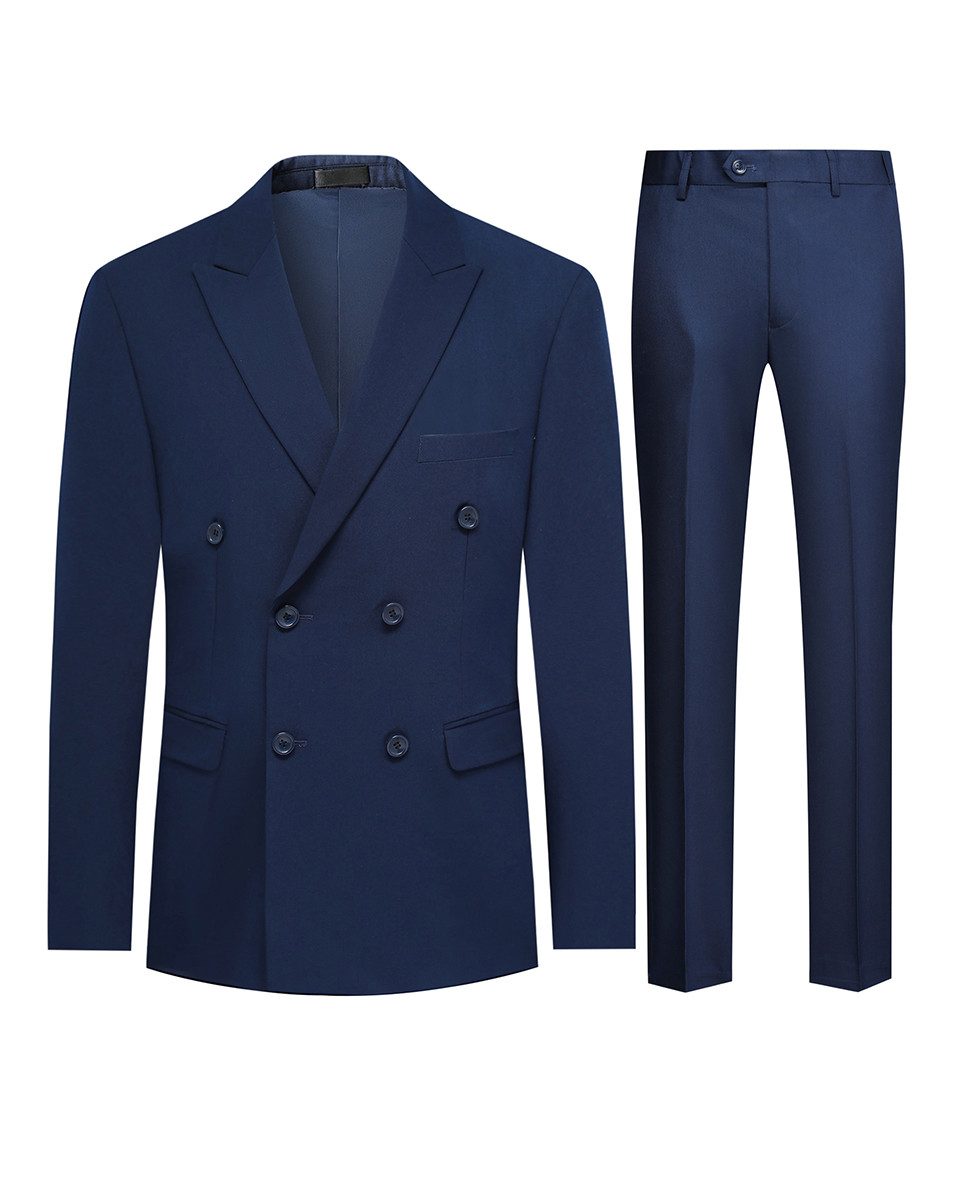 Allthemen Anzug Herren zweireihiger Businessanzug Slim Fit Hochzeitsanzug