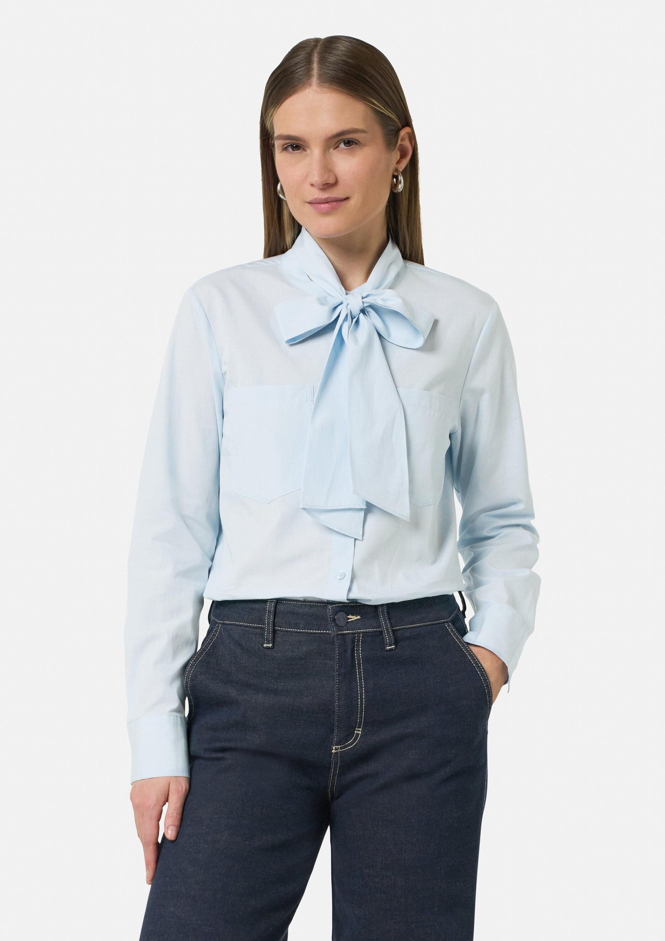 Langarmbluse Bluse Baumwollbluse mit abnehmbarer Schluppe