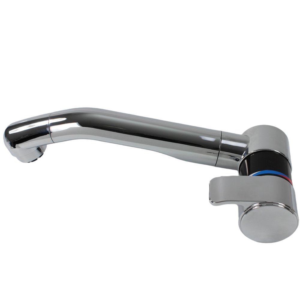 Comet Waschtischarmatur Wasserhahn + Schalter schwenkbar schwarz/chrom