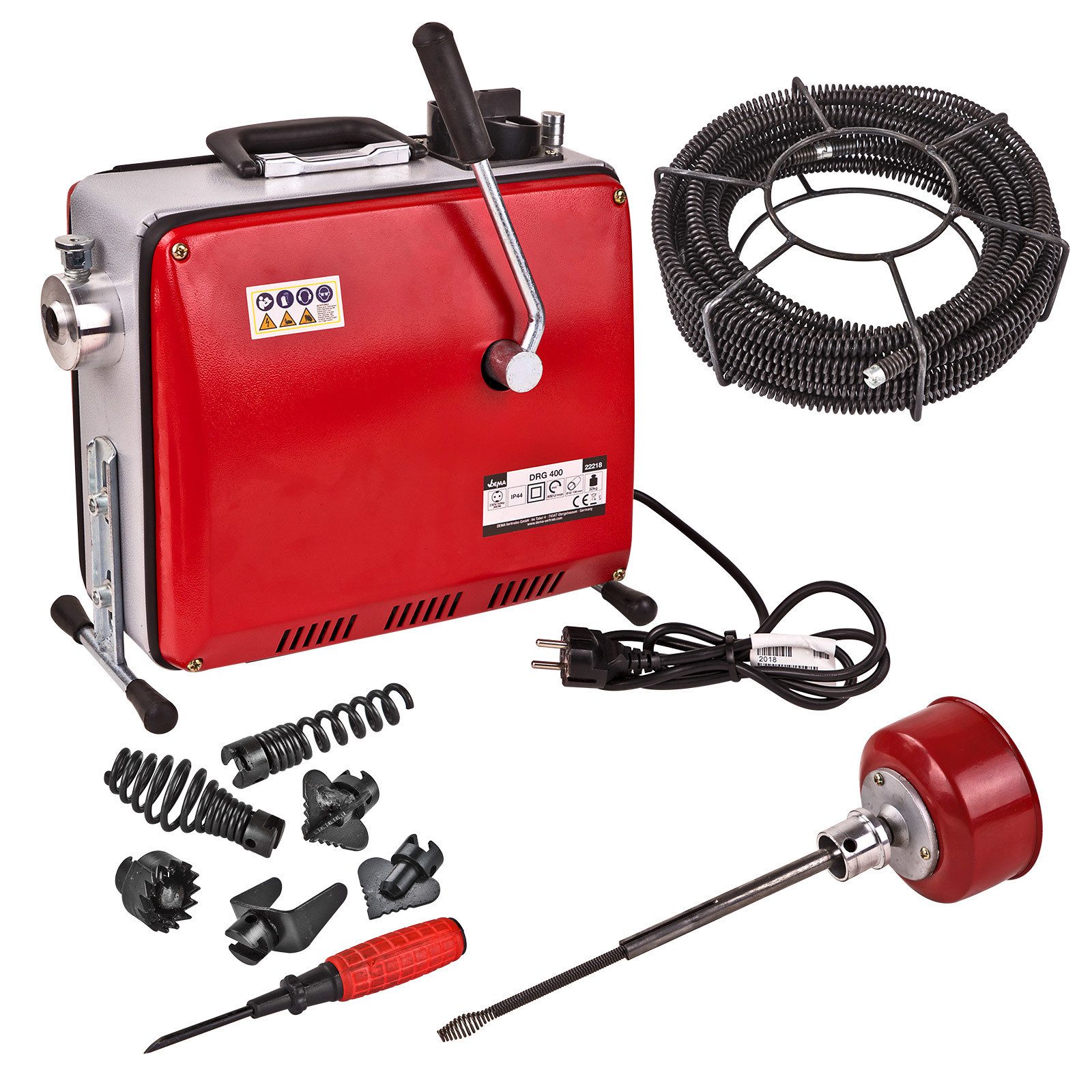 DEMA Pümpel Rohrreinigungsgerät Rohrreinigungsmaschine Set 390 W 400U/min