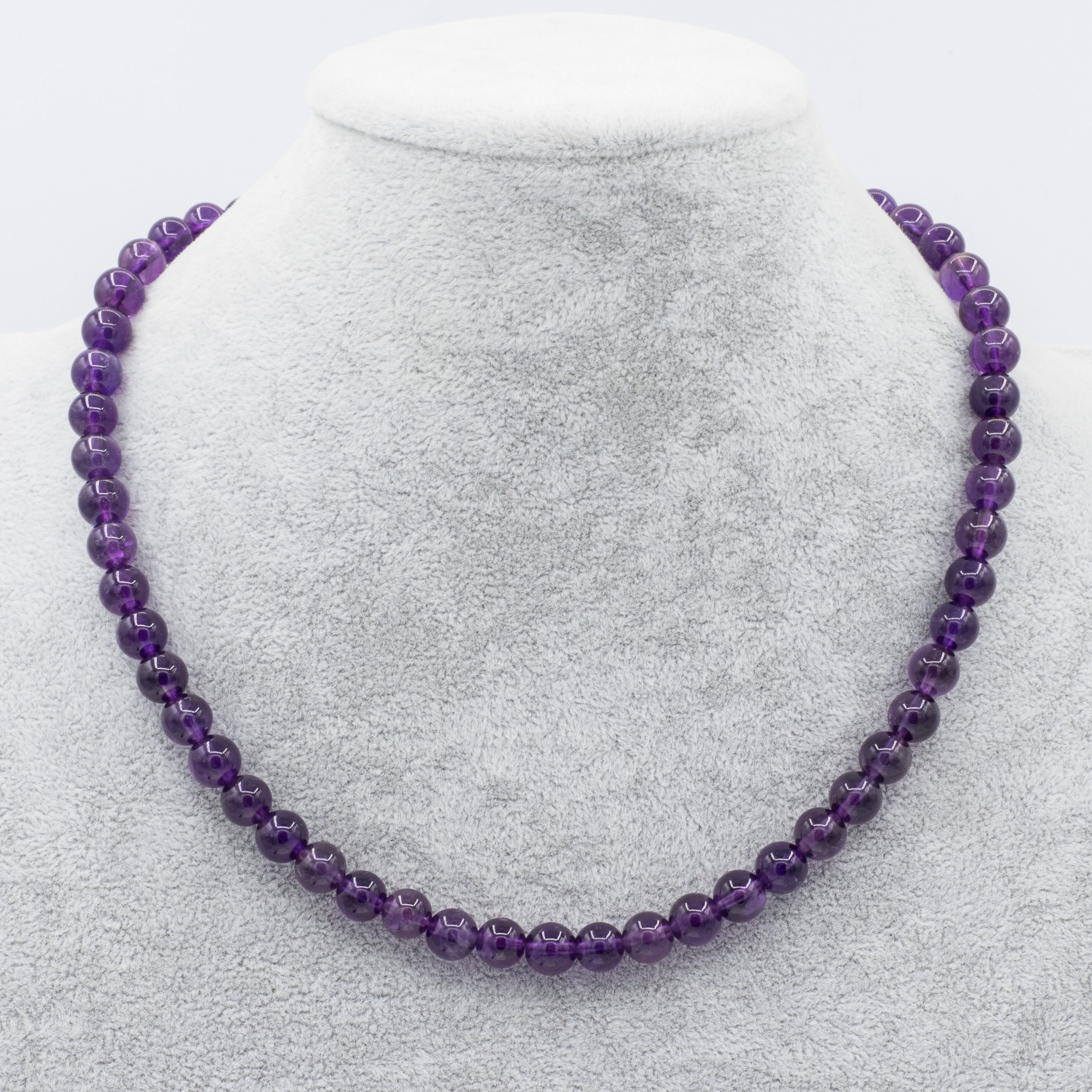 Bella Carina Perlenkette Kette mit hochwertigen Amethyst Perlen 8 mm, Magne günstig online kaufen