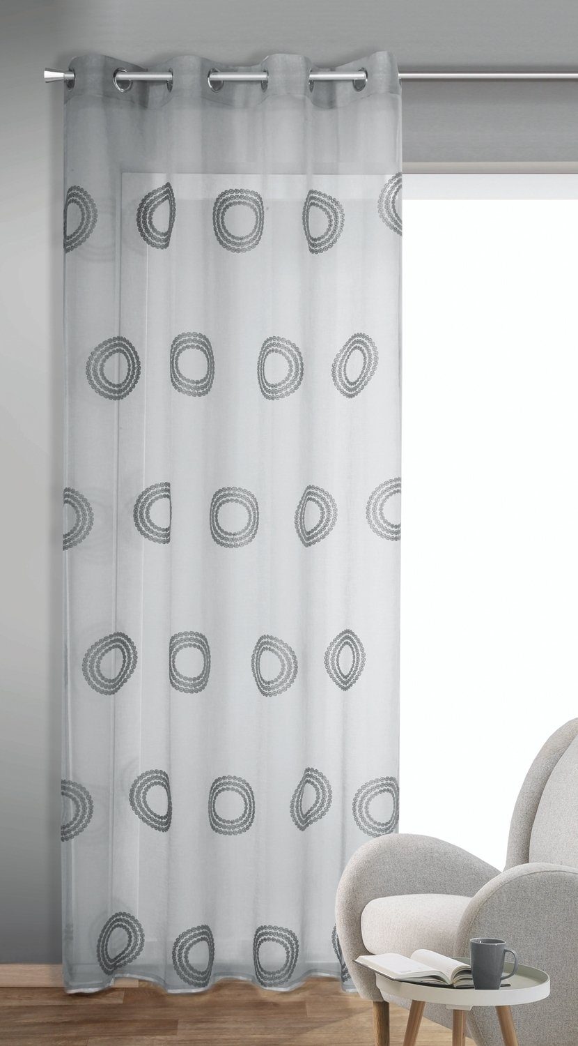 Vorhang Ösenvorhang MAKADI, Grau, B 135 cm, L 245 cm, Albani, Ösen,  halbtransparent